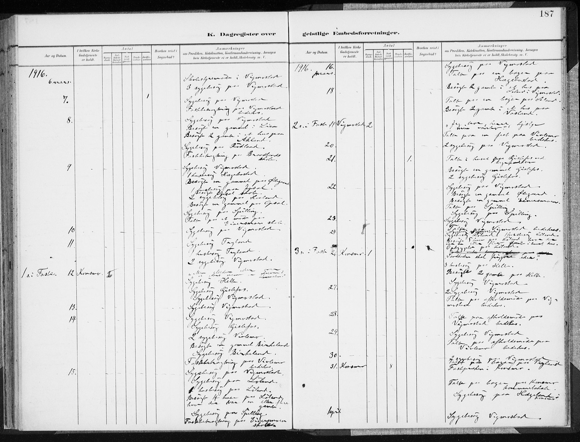 Nord-Audnedal sokneprestkontor, AV/SAK-1111-0032/F/Fa/Fab/L0004: Parish register (official) no. A 4, 1901-1917, p. 187