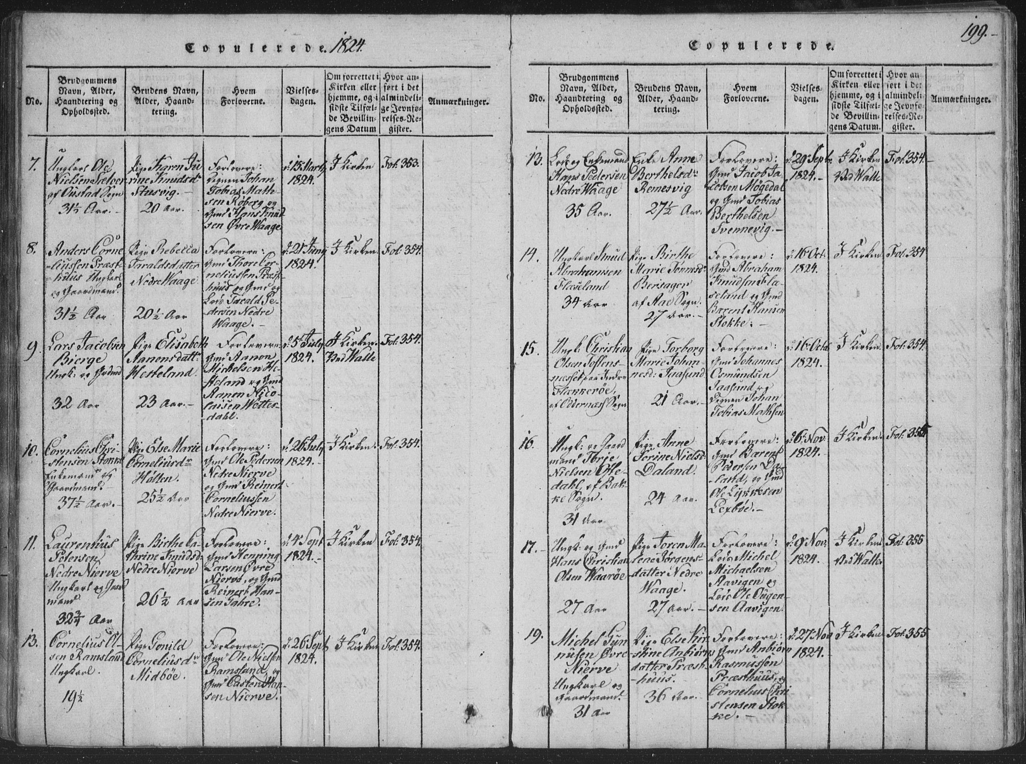 Sør-Audnedal sokneprestkontor, AV/SAK-1111-0039/F/Fa/Faa/L0001: Parish register (official) no. A 1, 1816-1848, p. 199