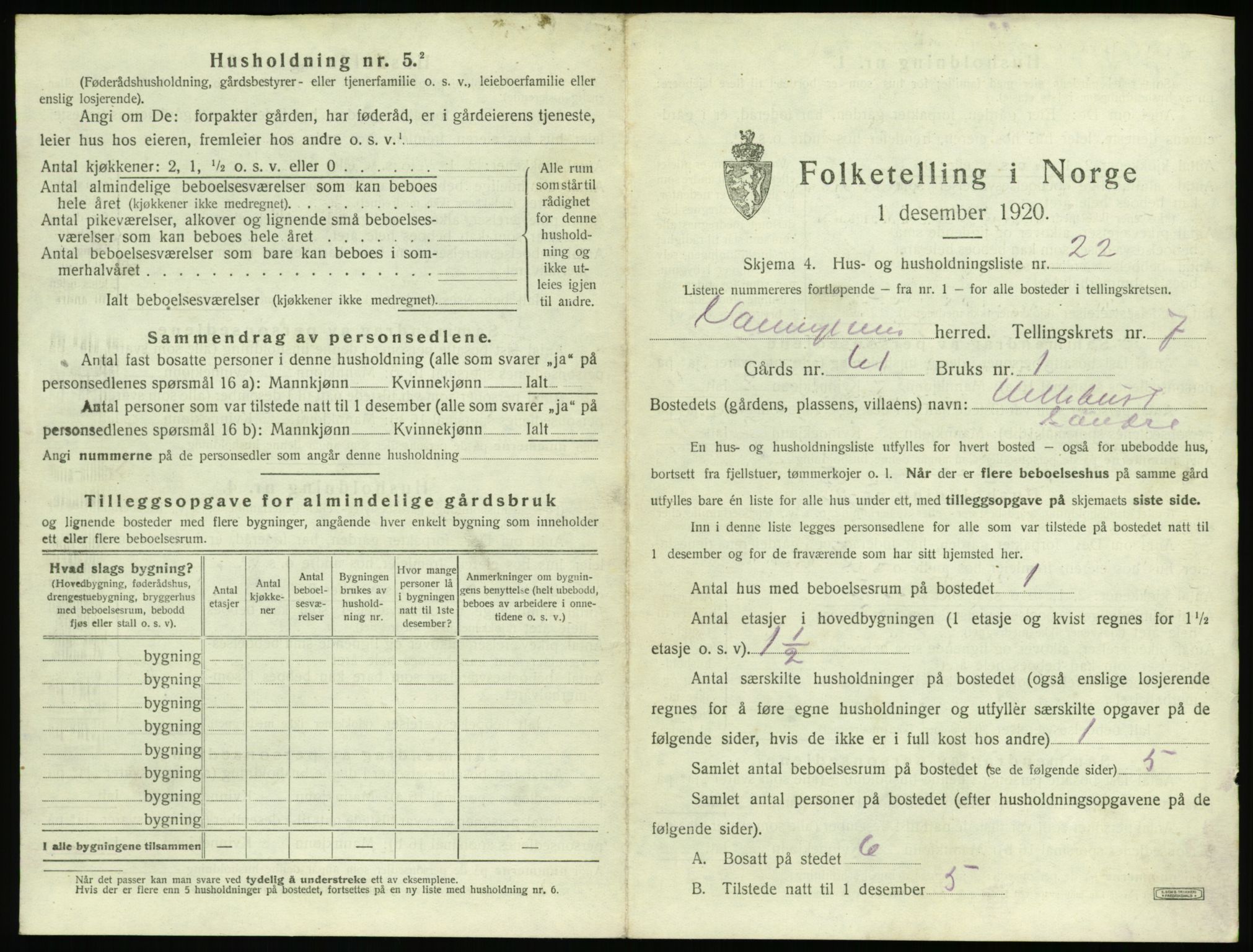 SAT, 1920 census for Vanylven, 1920, p. 609