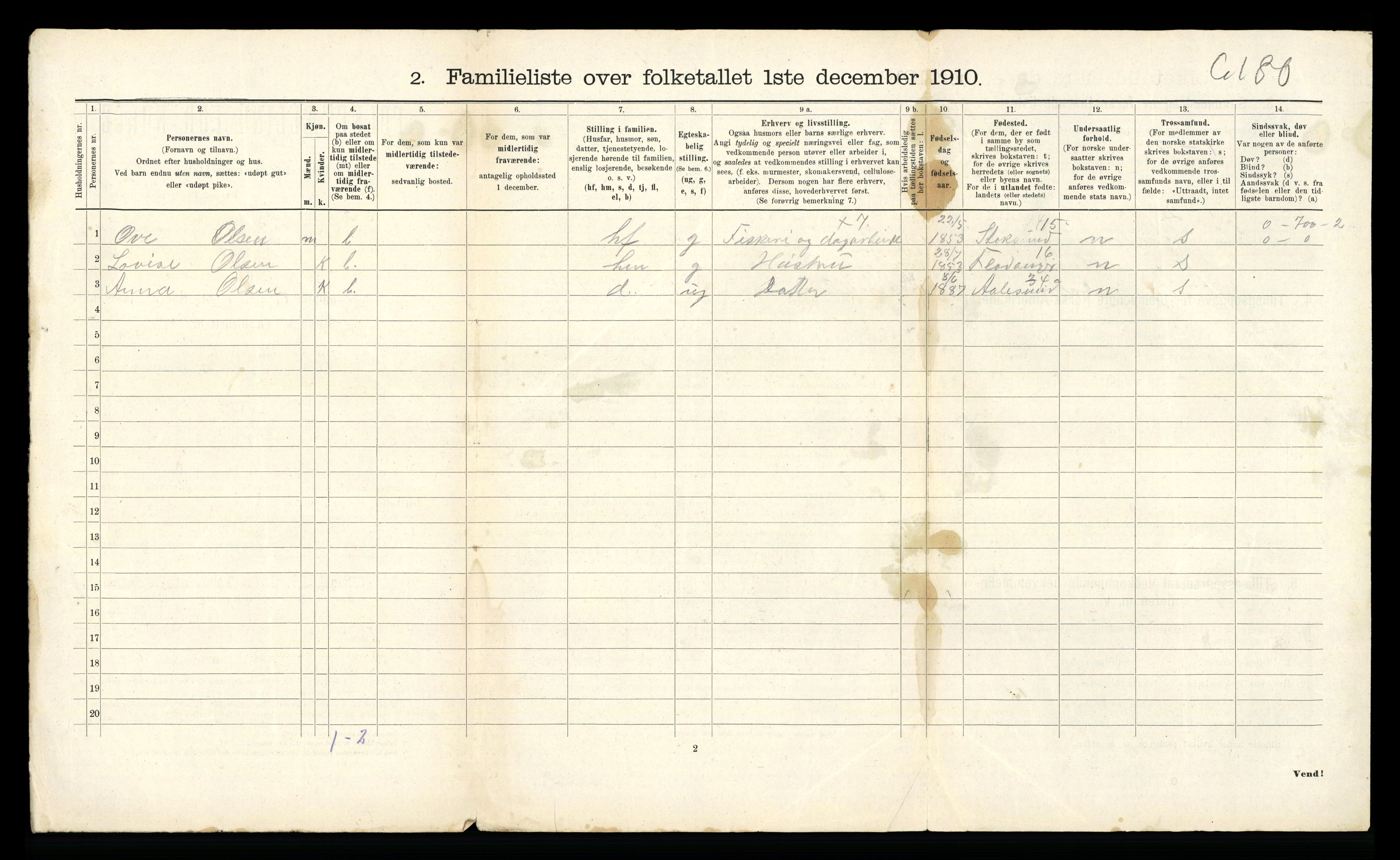 RA, 1910 census for Kristiansund, 1910, p. 5404