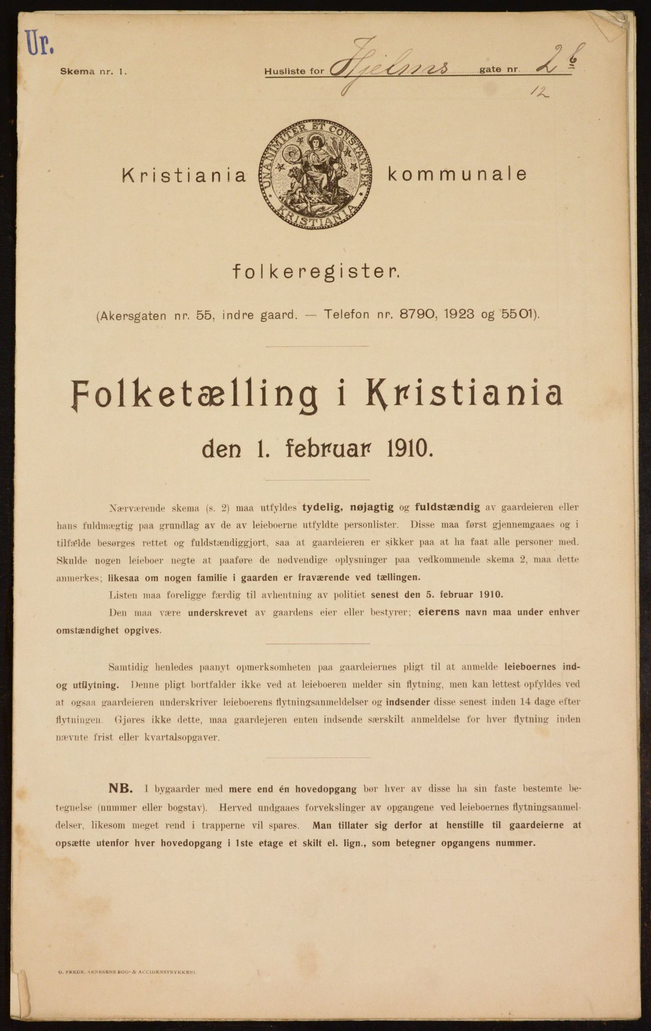 OBA, Municipal Census 1910 for Kristiania, 1910, p. 39404