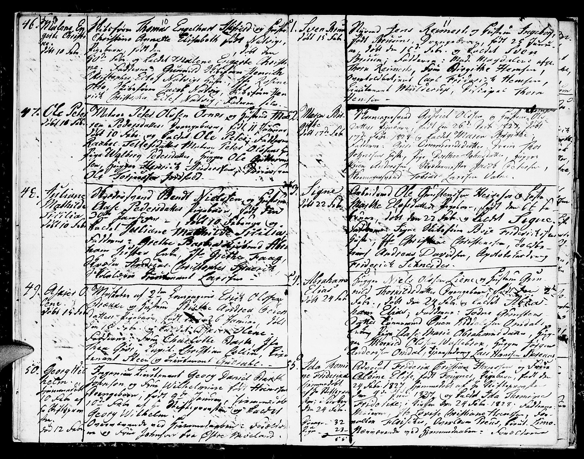 Kristiansand domprosti, SAK/1112-0006/F/Fb/L0005: Parish register (copy) no. B 5, 1827-1828, p. 10-11