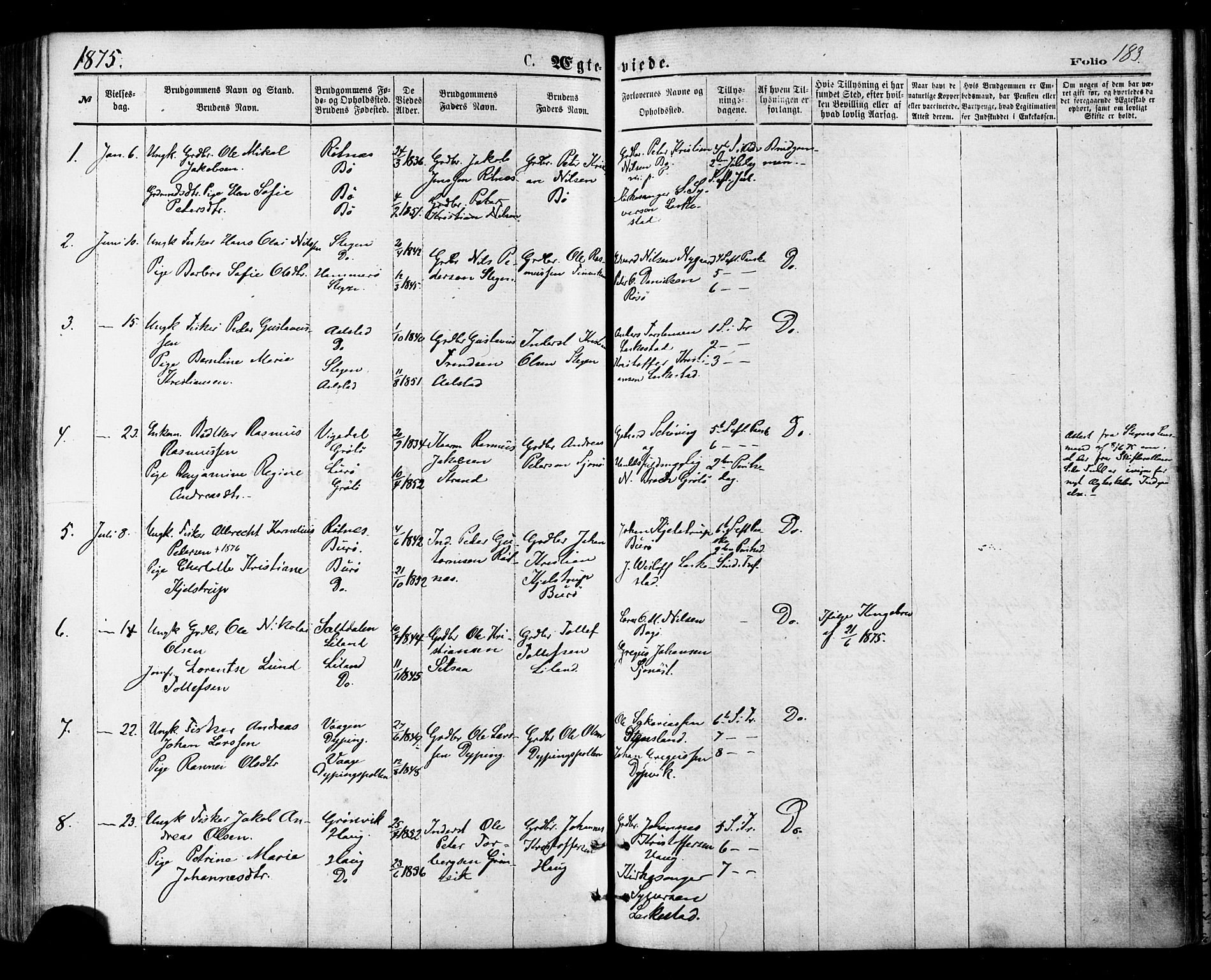 Ministerialprotokoller, klokkerbøker og fødselsregistre - Nordland, AV/SAT-A-1459/855/L0802: Parish register (official) no. 855A10, 1875-1886, p. 183b