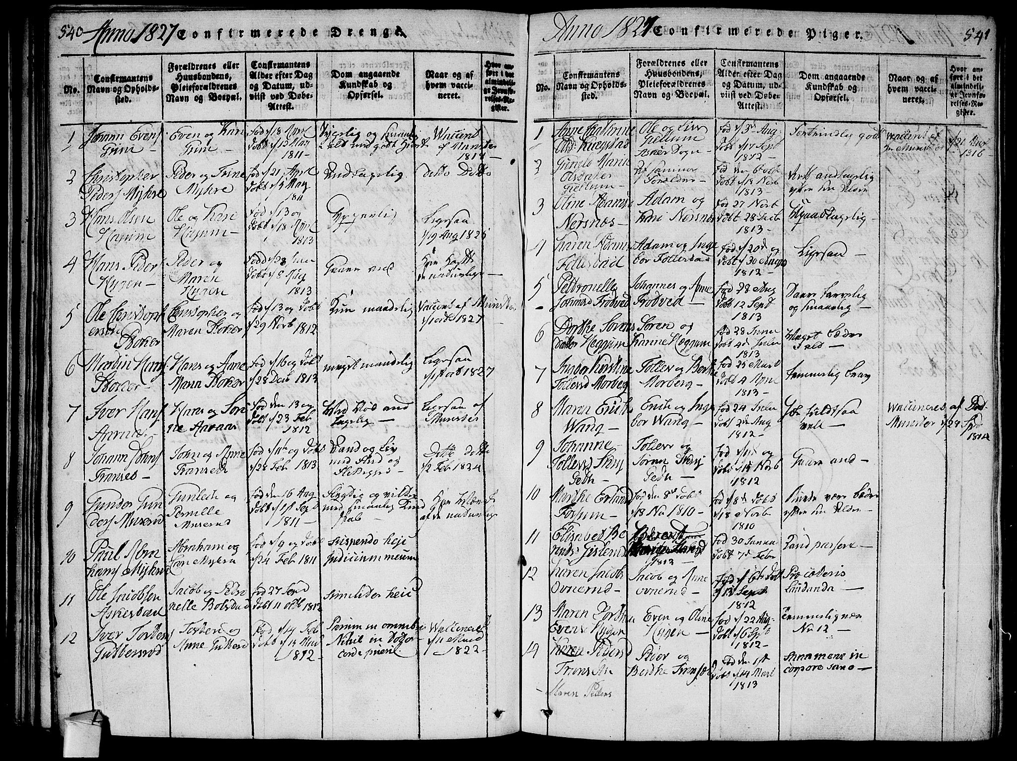 Røyken kirkebøker, AV/SAKO-A-241/F/Fa/L0004: Parish register (official) no. 4, 1814-1832, p. 540-541