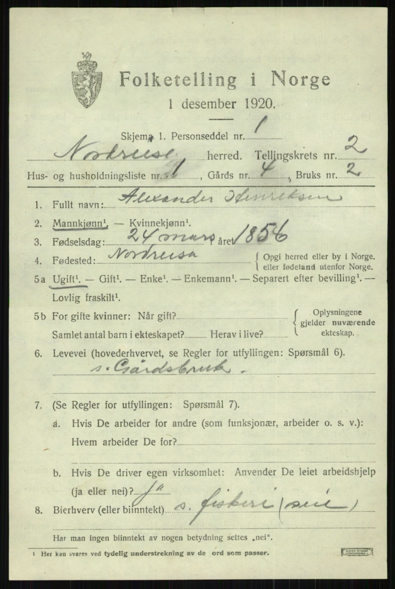 SATØ, 1920 census for Nordreisa, 1920, p. 997