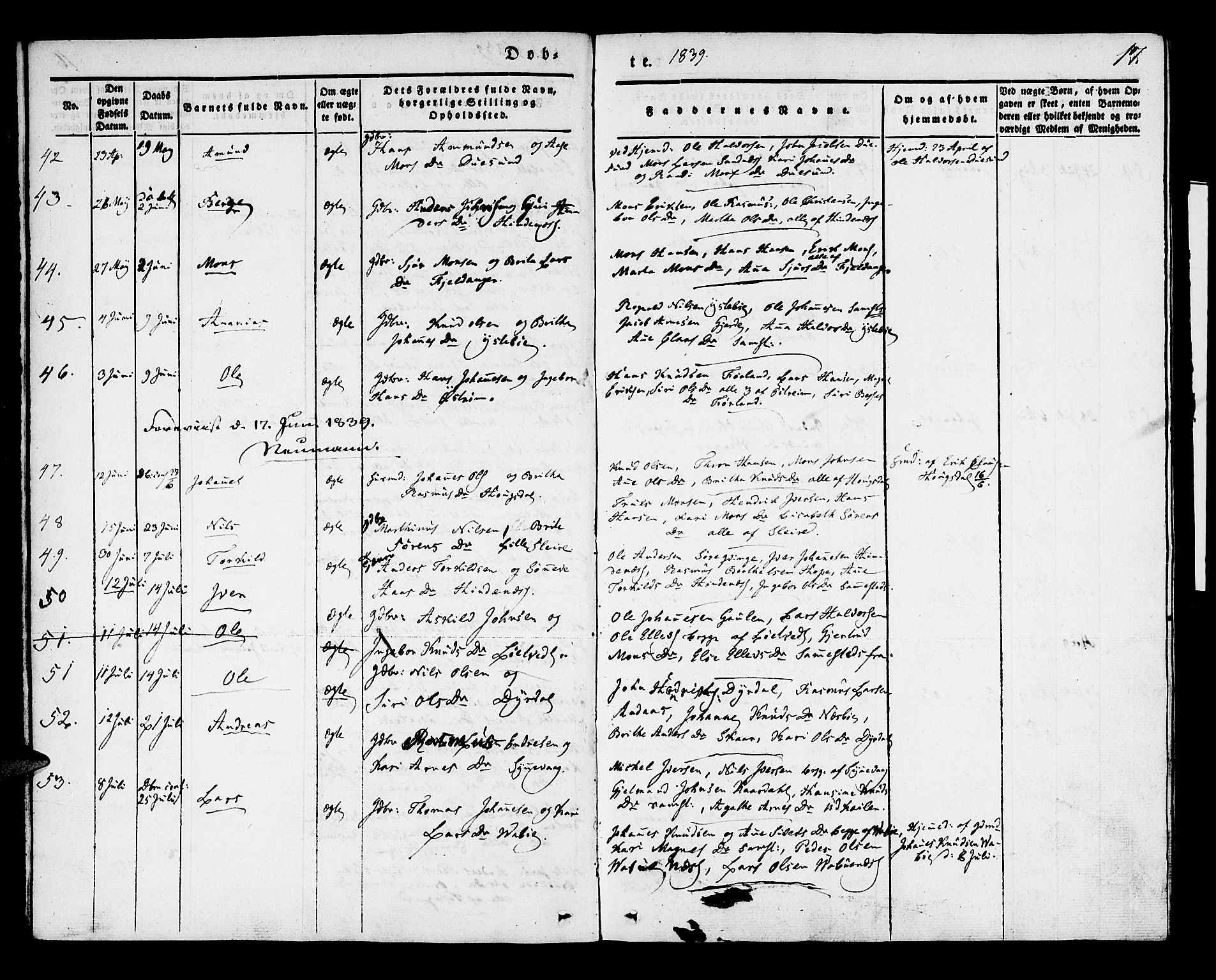 Lindås Sokneprestembete, AV/SAB-A-76701/H/Haa/Haaa/L0009: Parish register (official) no. A 9, 1835-1841, p. 17