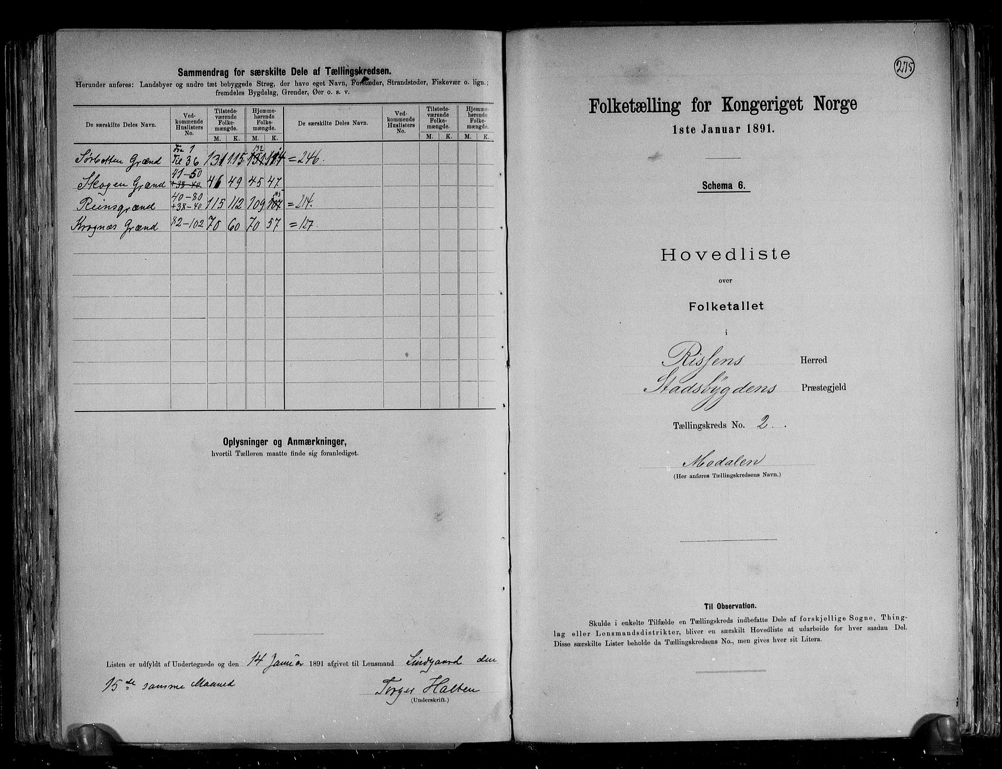 RA, 1891 census for 1624 Rissa, 1891, p. 9