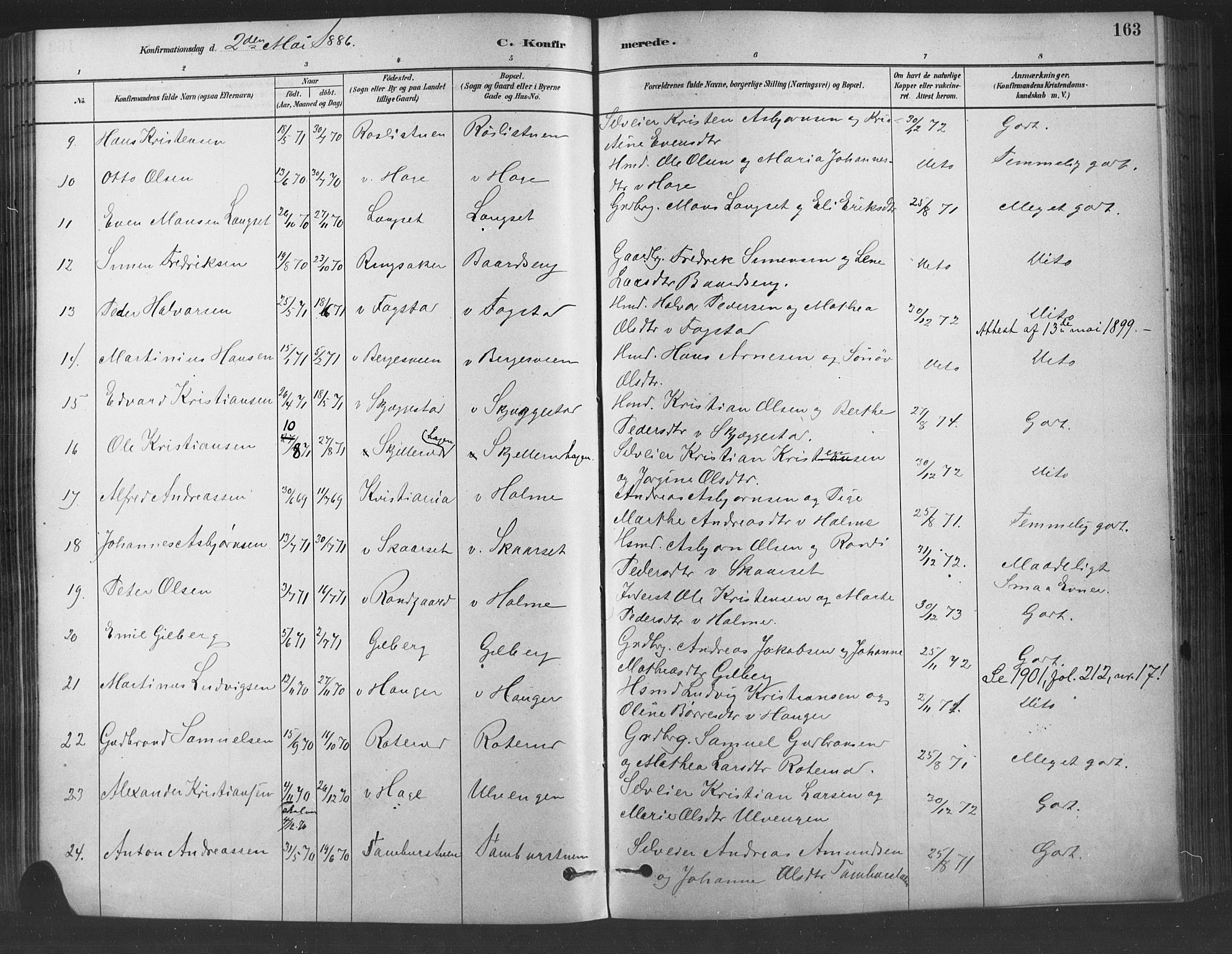 Fåberg prestekontor, AV/SAH-PREST-086/H/Ha/Haa/L0009: Parish register (official) no. 9, 1879-1898, p. 163