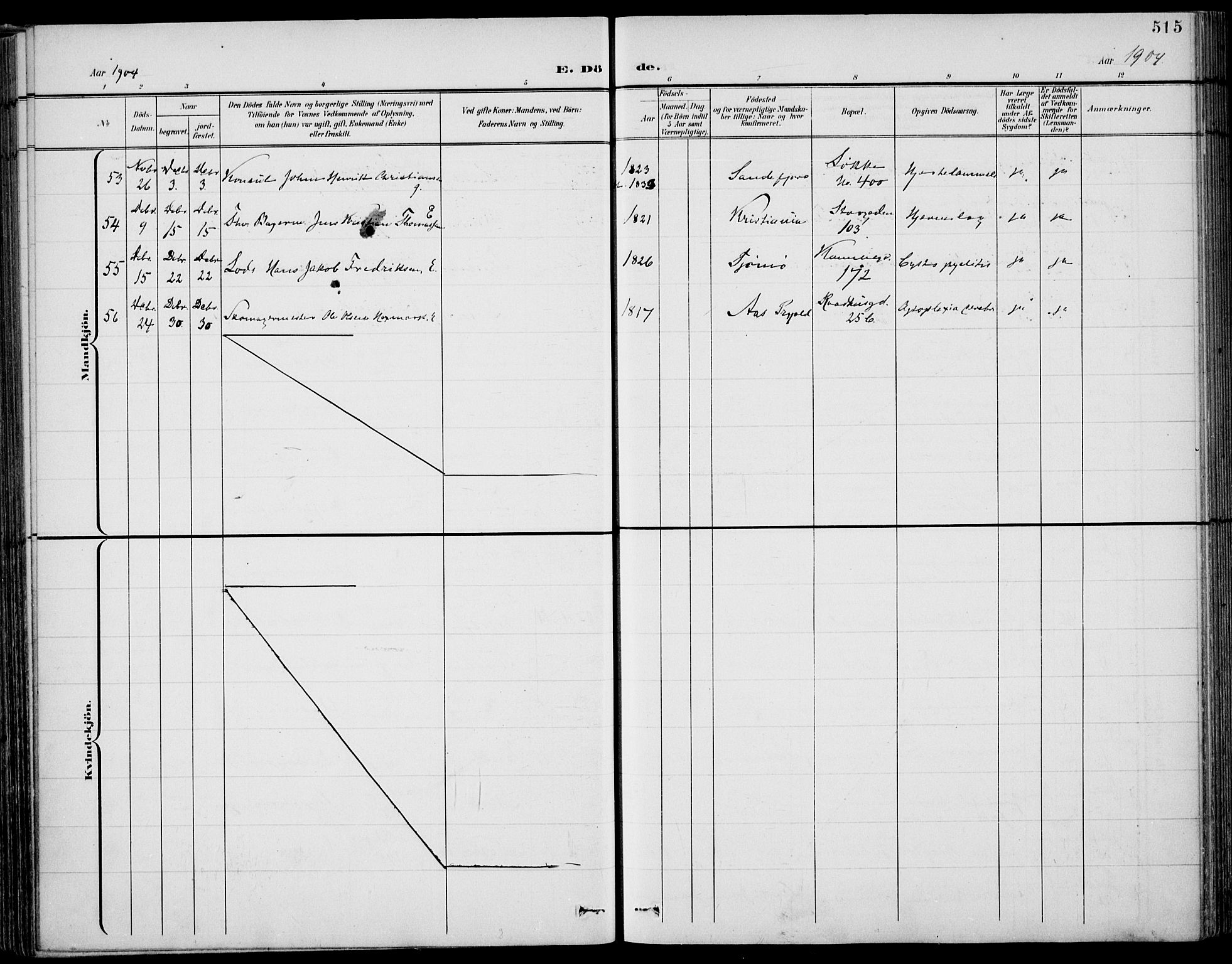 Tønsberg kirkebøker, AV/SAKO-A-330/F/Fa/L0013: Parish register (official) no. I 13, 1900-1913, p. 515