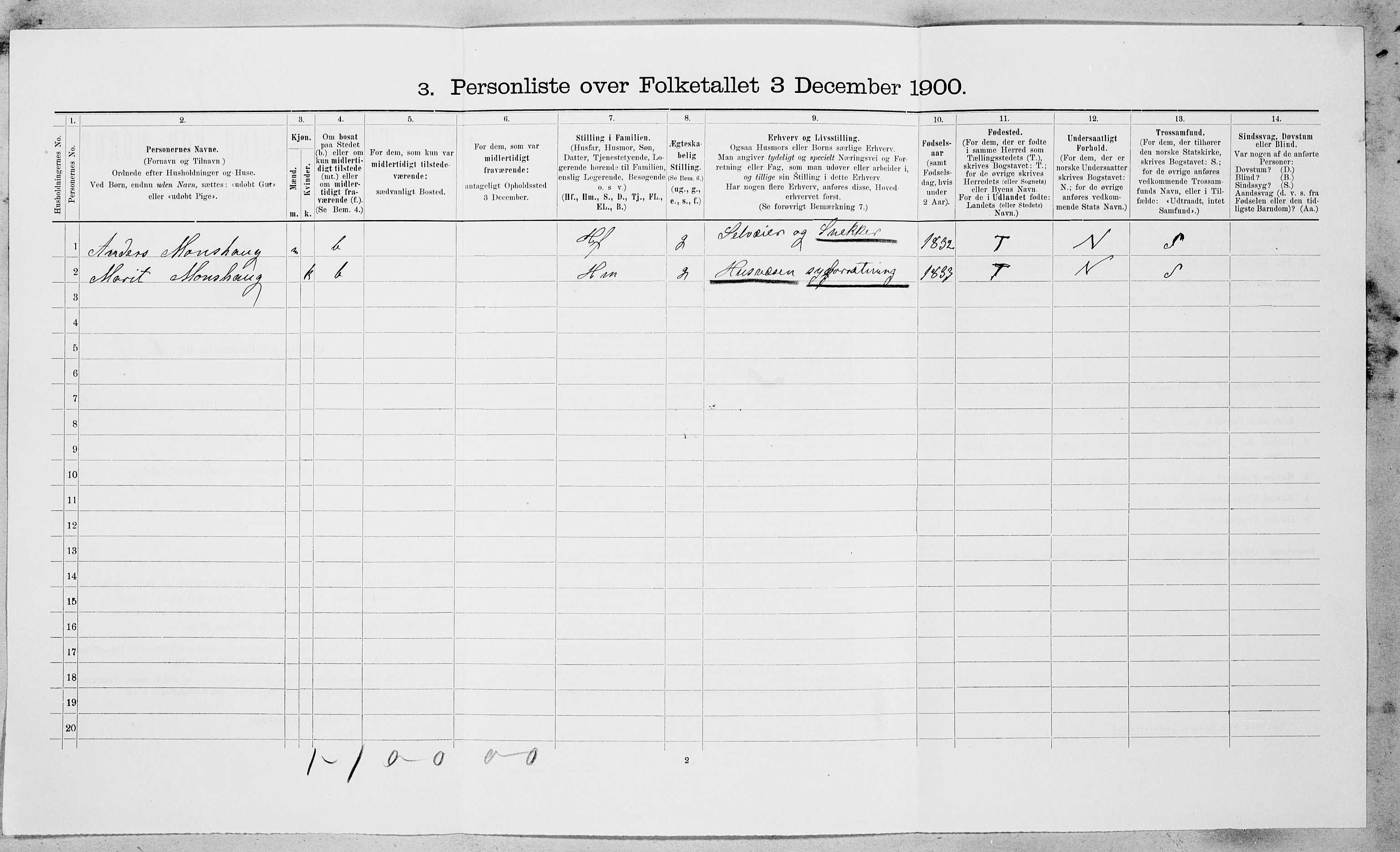 SAT, 1900 census for Oppdal, 1900, p. 357