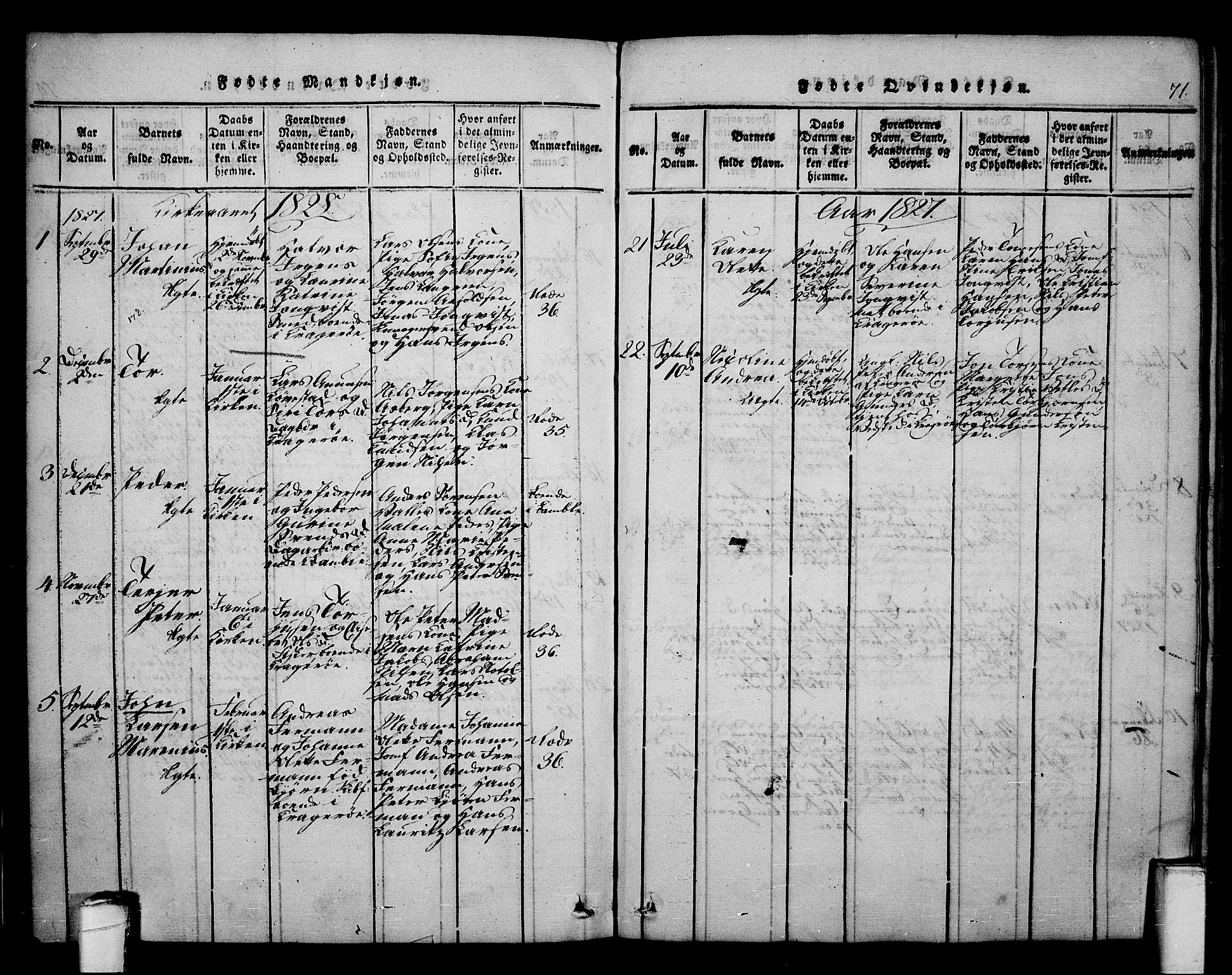 Kragerø kirkebøker, SAKO/A-278/F/Fa/L0004: Parish register (official) no. 4, 1814-1831, p. 71