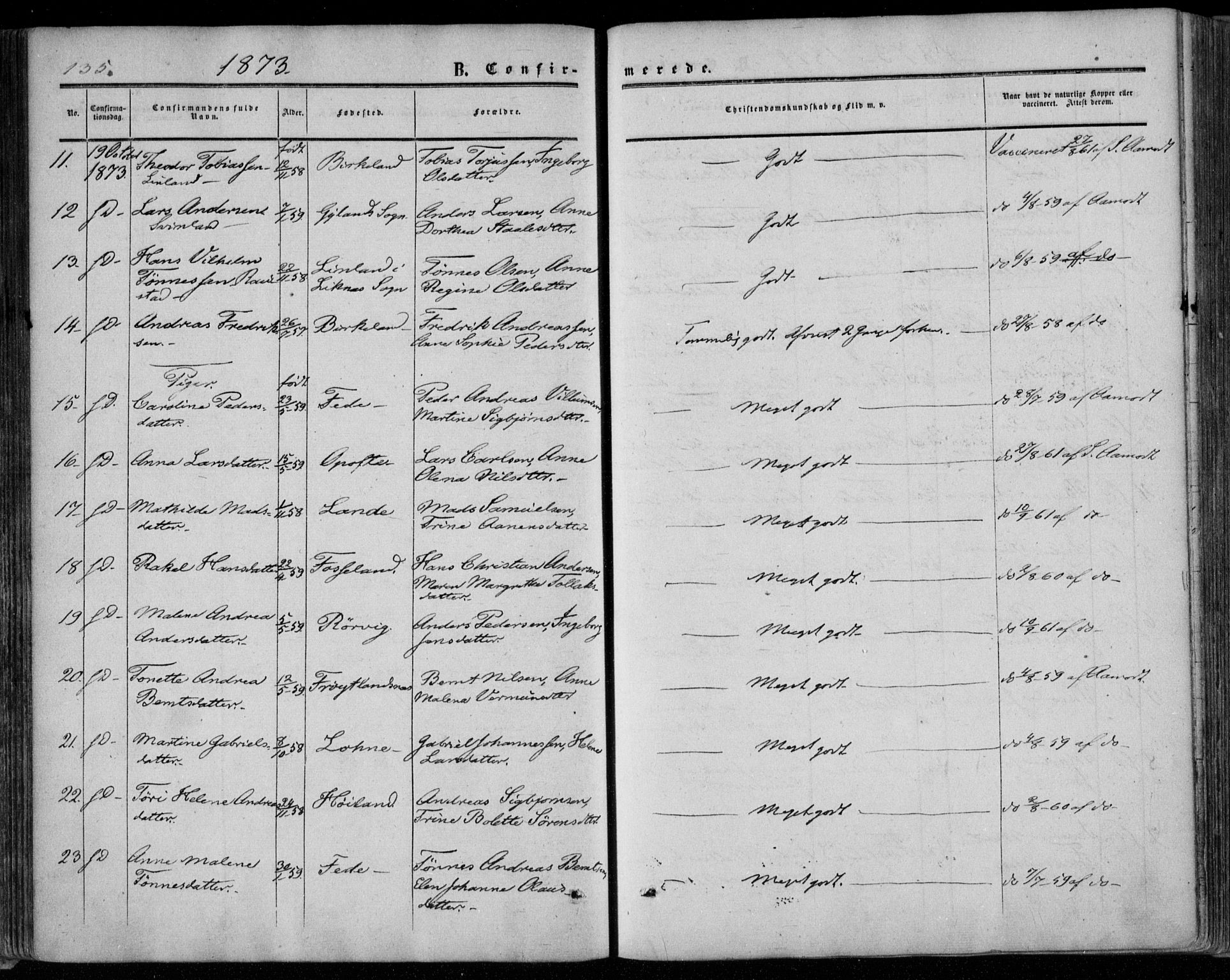 Kvinesdal sokneprestkontor, AV/SAK-1111-0026/F/Fa/Faa/L0002: Parish register (official) no. A 2, 1850-1876, p. 135