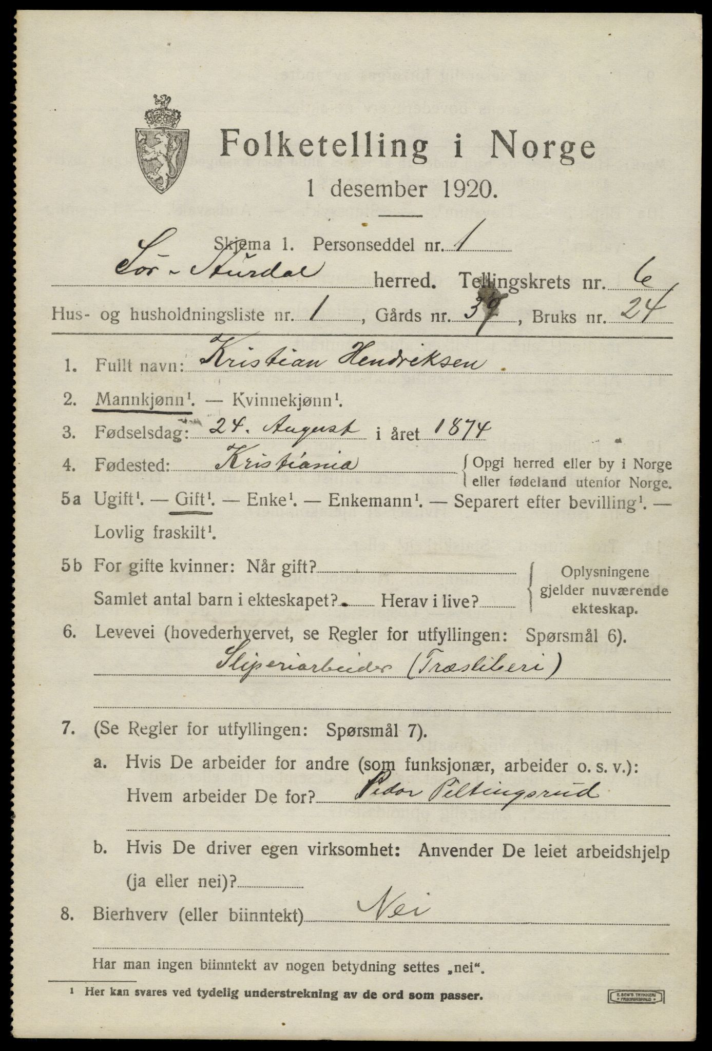 SAH, 1920 census for Sør-Aurdal, 1920, p. 2895