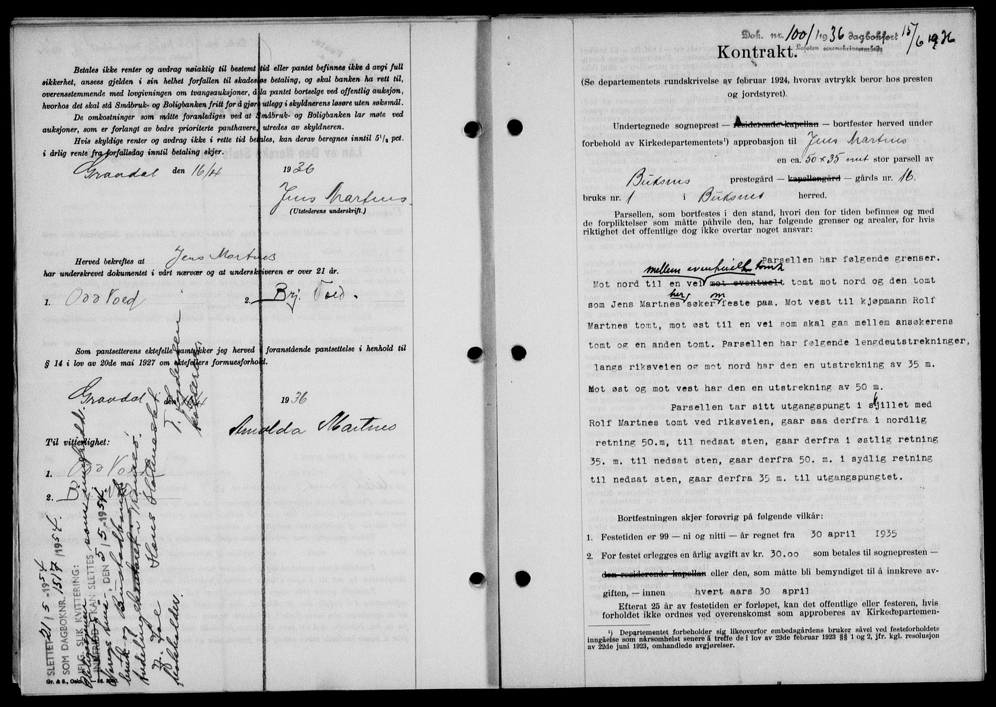 Lofoten sorenskriveri, SAT/A-0017/1/2/2C/L0033b: Mortgage book no. 33b, 1936-1936, Diary no: : 1001/1936