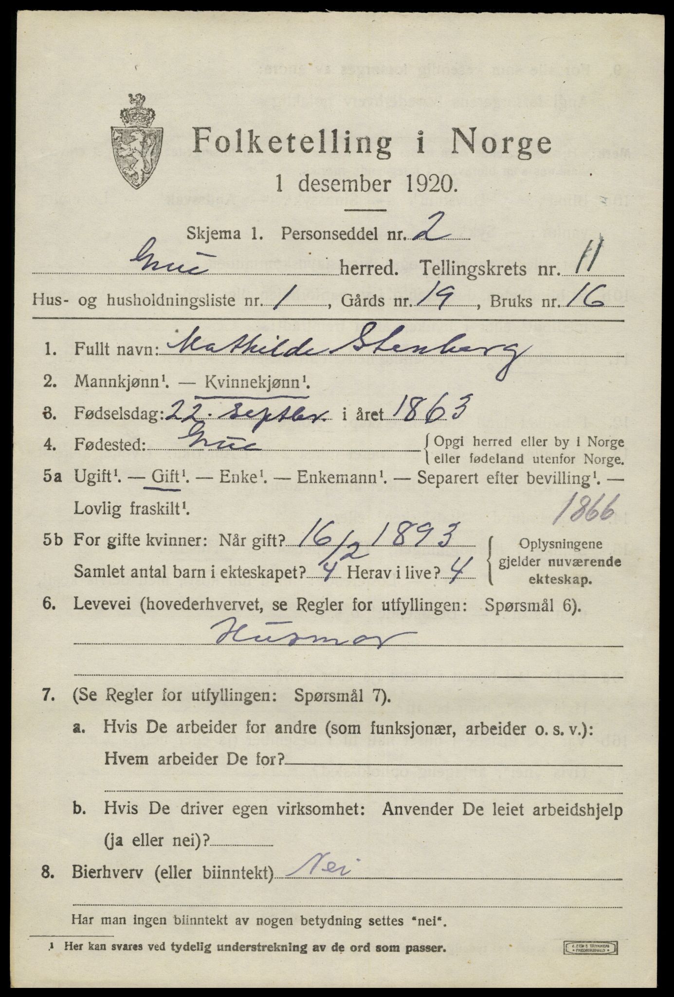 SAH, 1920 census for Grue, 1920, p. 9371