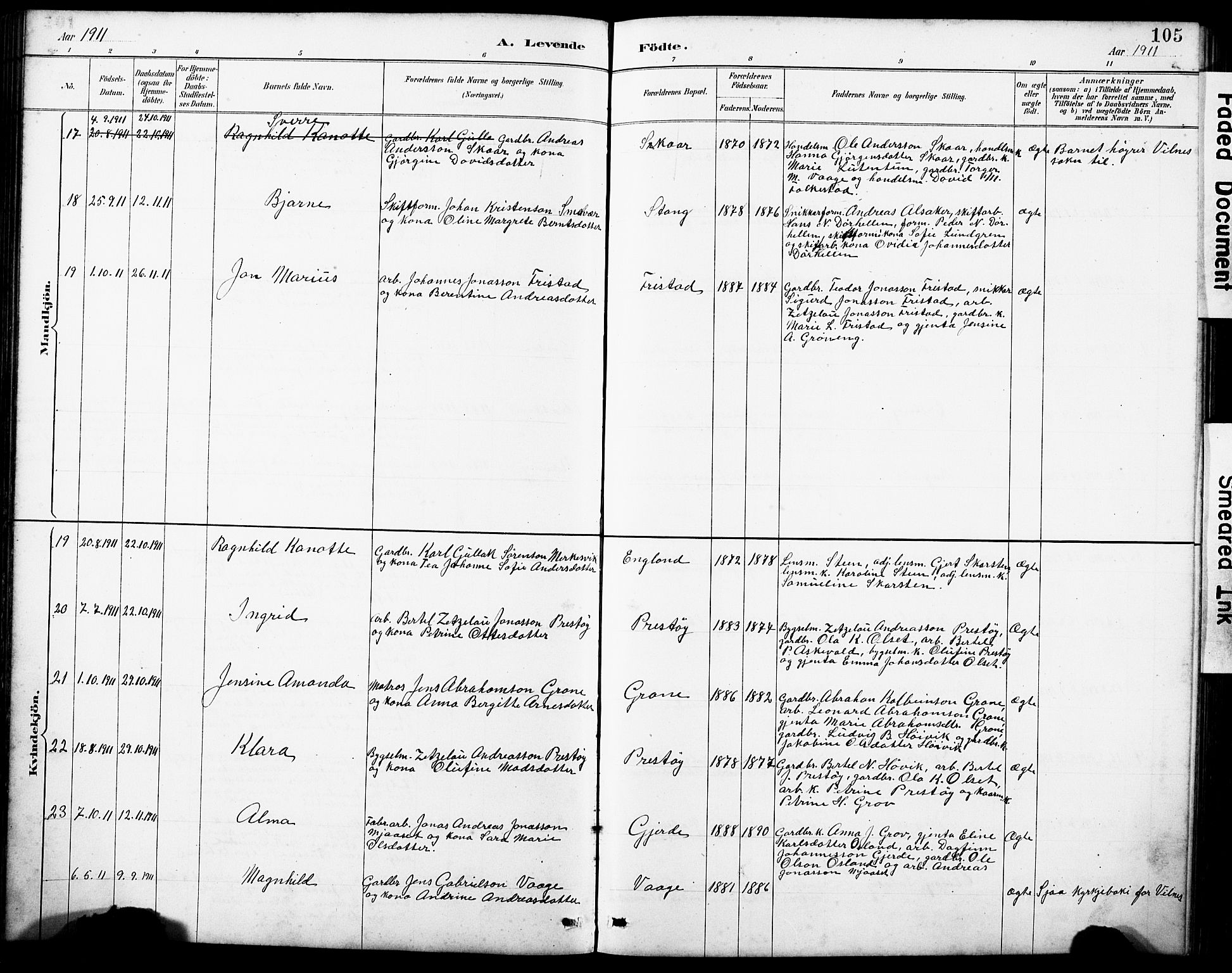 Askvoll sokneprestembete, AV/SAB-A-79501/H/Hab/Haba/L0003: Parish register (copy) no. A 3, 1886-1928, p. 105