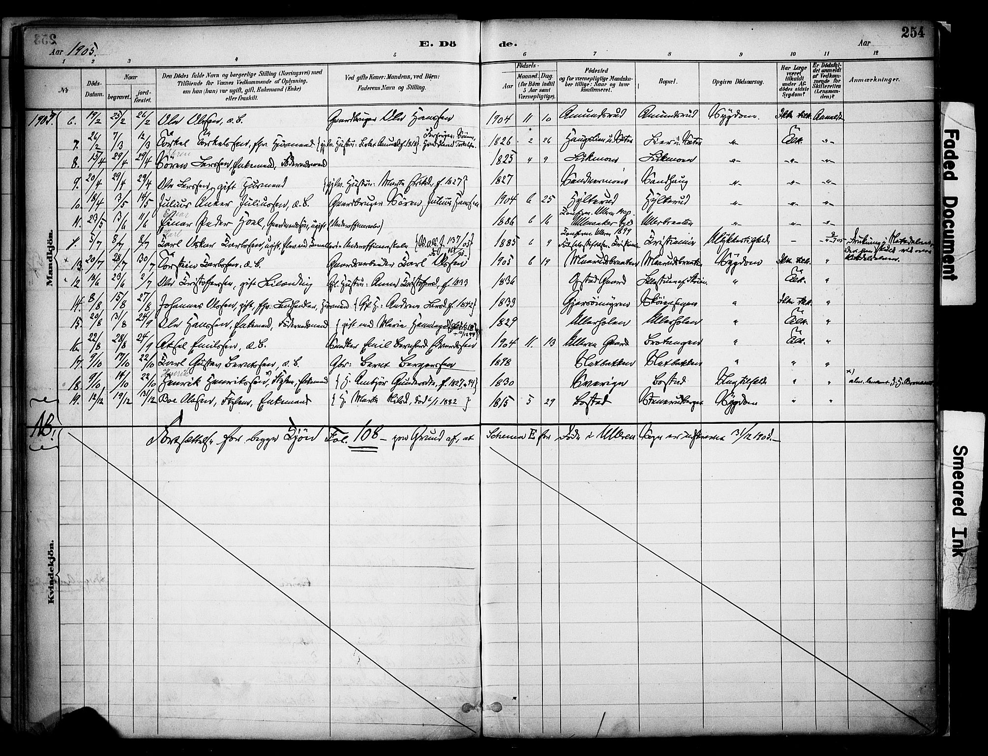 Sør-Odal prestekontor, AV/SAH-PREST-030/H/Ha/Haa/L0008: Parish register (official) no. 8, 1886-1922, p. 254