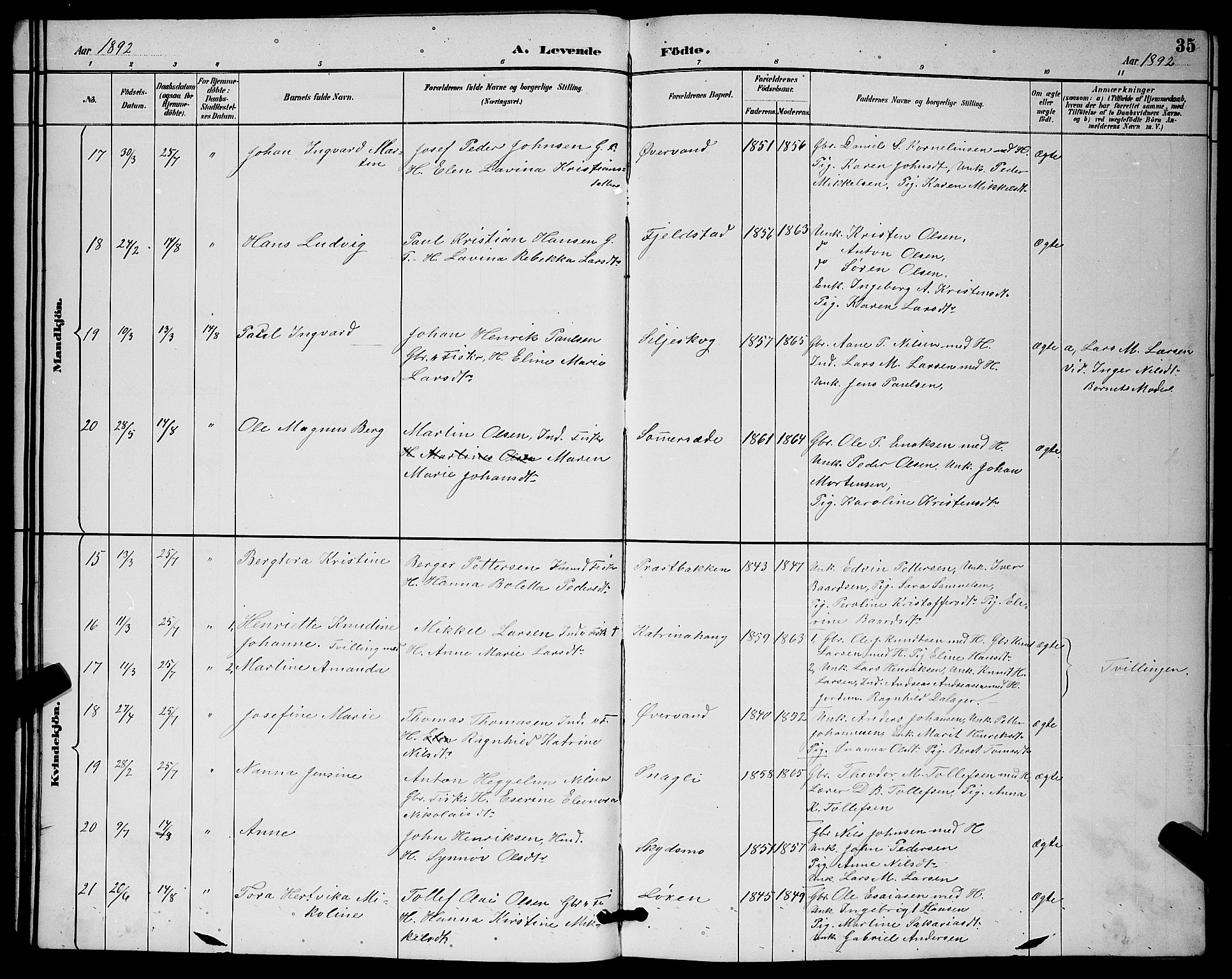 Ibestad sokneprestembete, AV/SATØ-S-0077/H/Ha/Hab/L0015klokker: Parish register (copy) no. 15, 1888-1899, p. 35