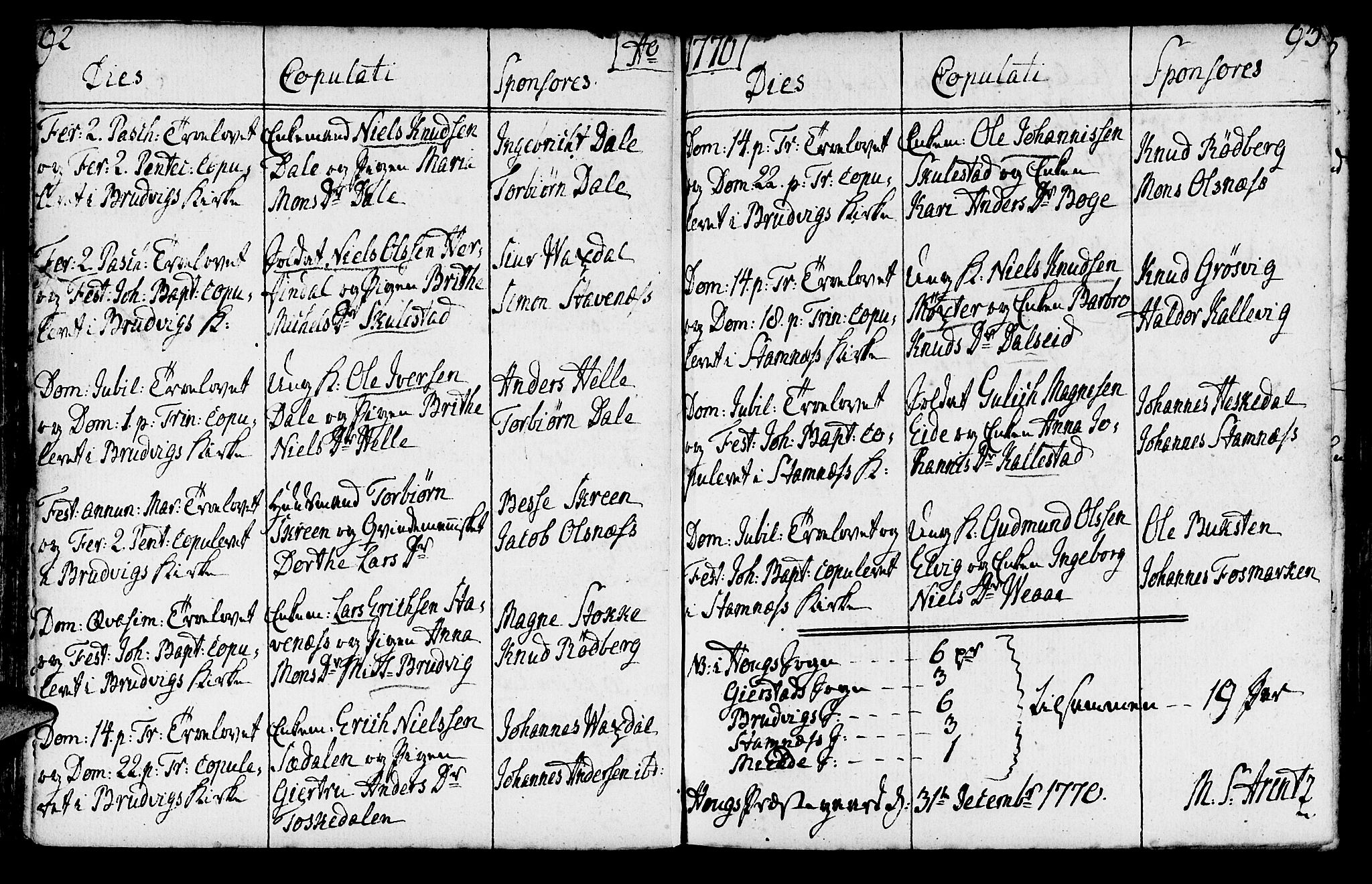 Haus sokneprestembete, AV/SAB-A-75601/H/Haa: Parish register (official) no. A 9, 1767-1781, p. 92-93