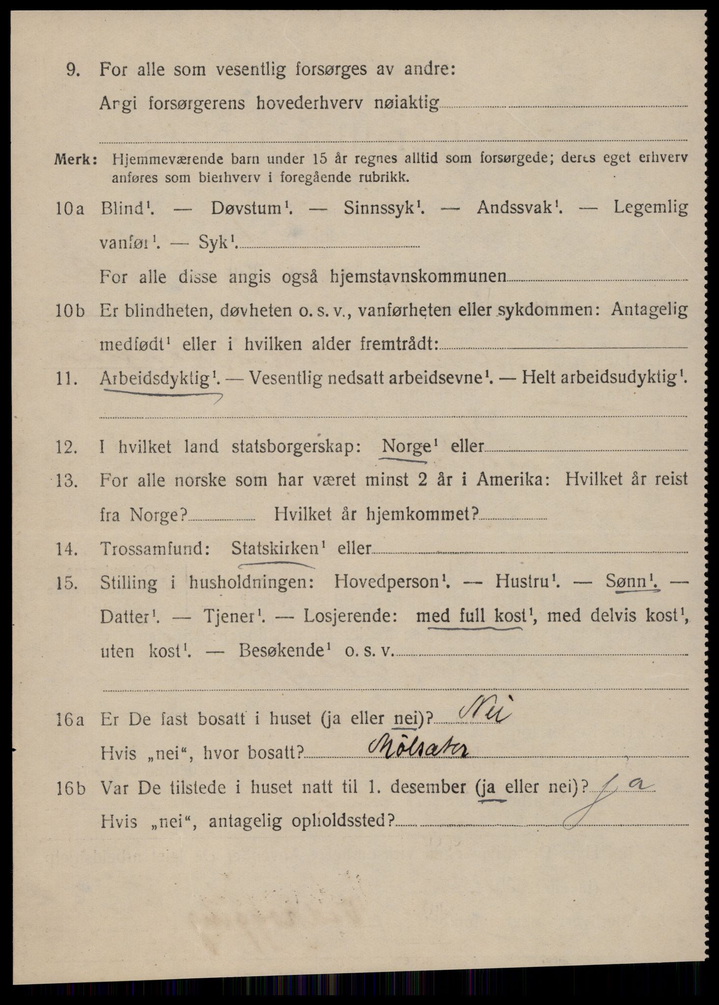 SAT, 1920 census for Sunnylven, 1920, p. 3645