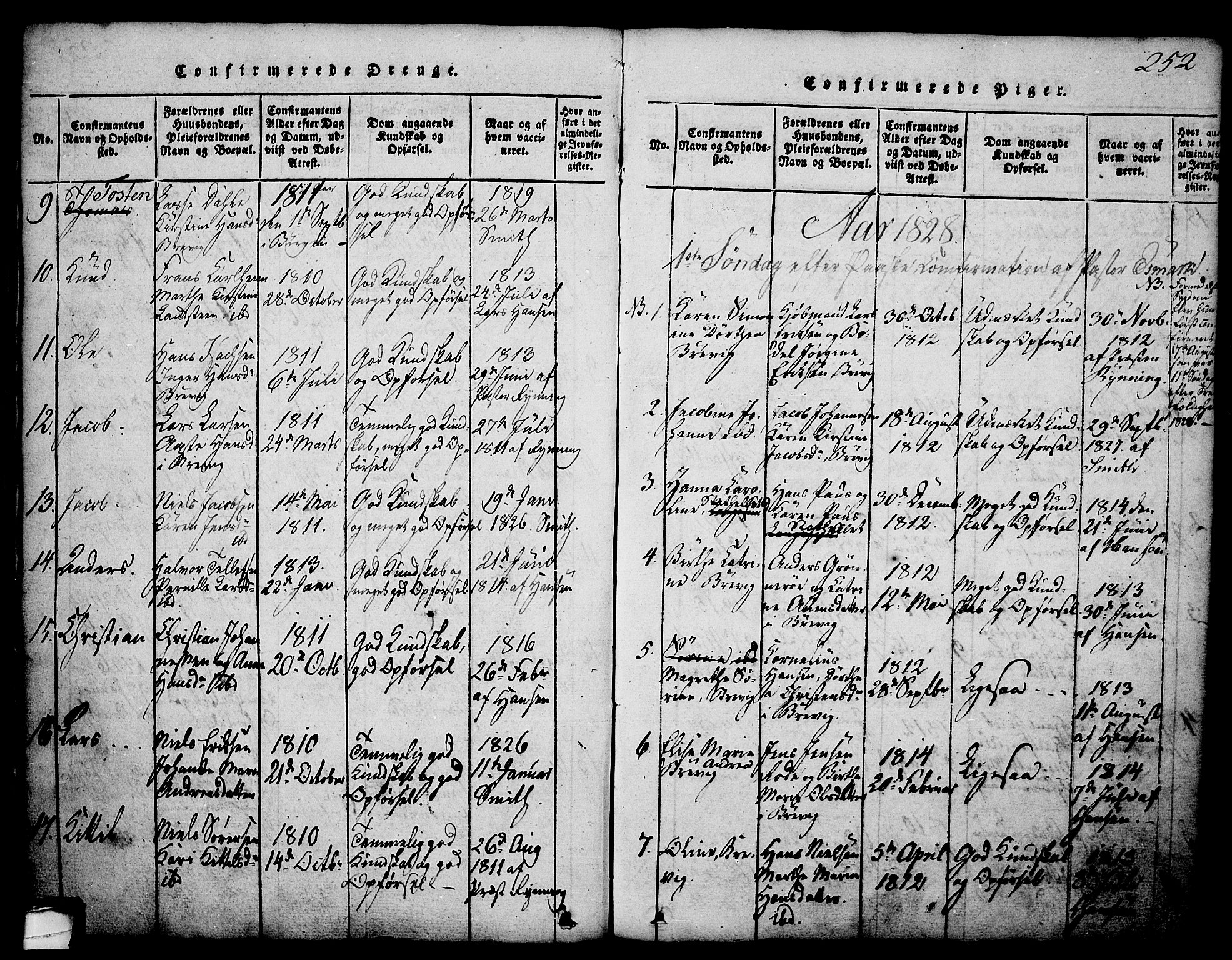 Brevik kirkebøker, SAKO/A-255/G/Ga/L0001: Parish register (copy) no. 1, 1814-1845, p. 252
