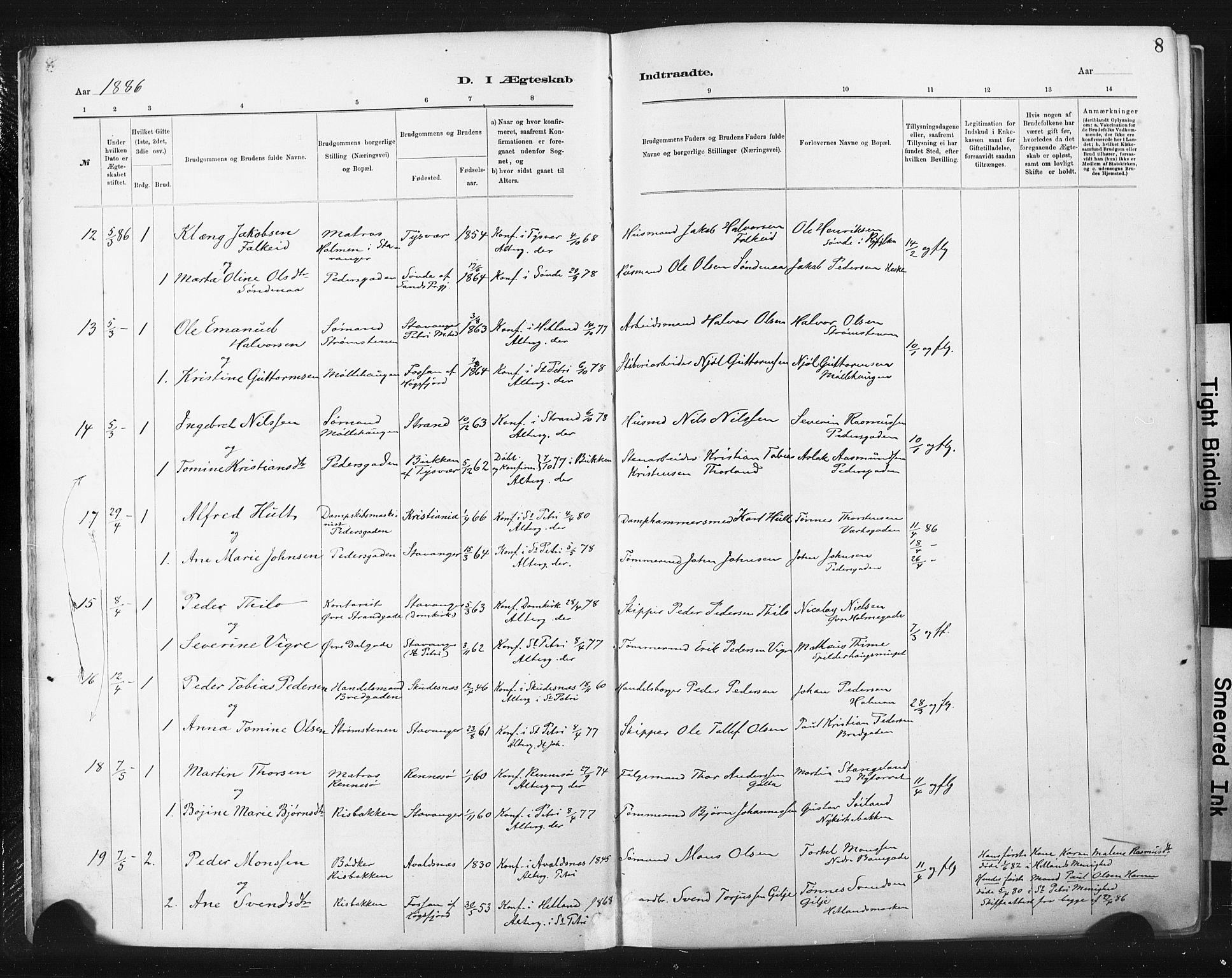 St. Johannes sokneprestkontor, SAST/A-101814/001/30/30BA/L0003: Parish register (official) no. A 3, 1885-1910, p. 8