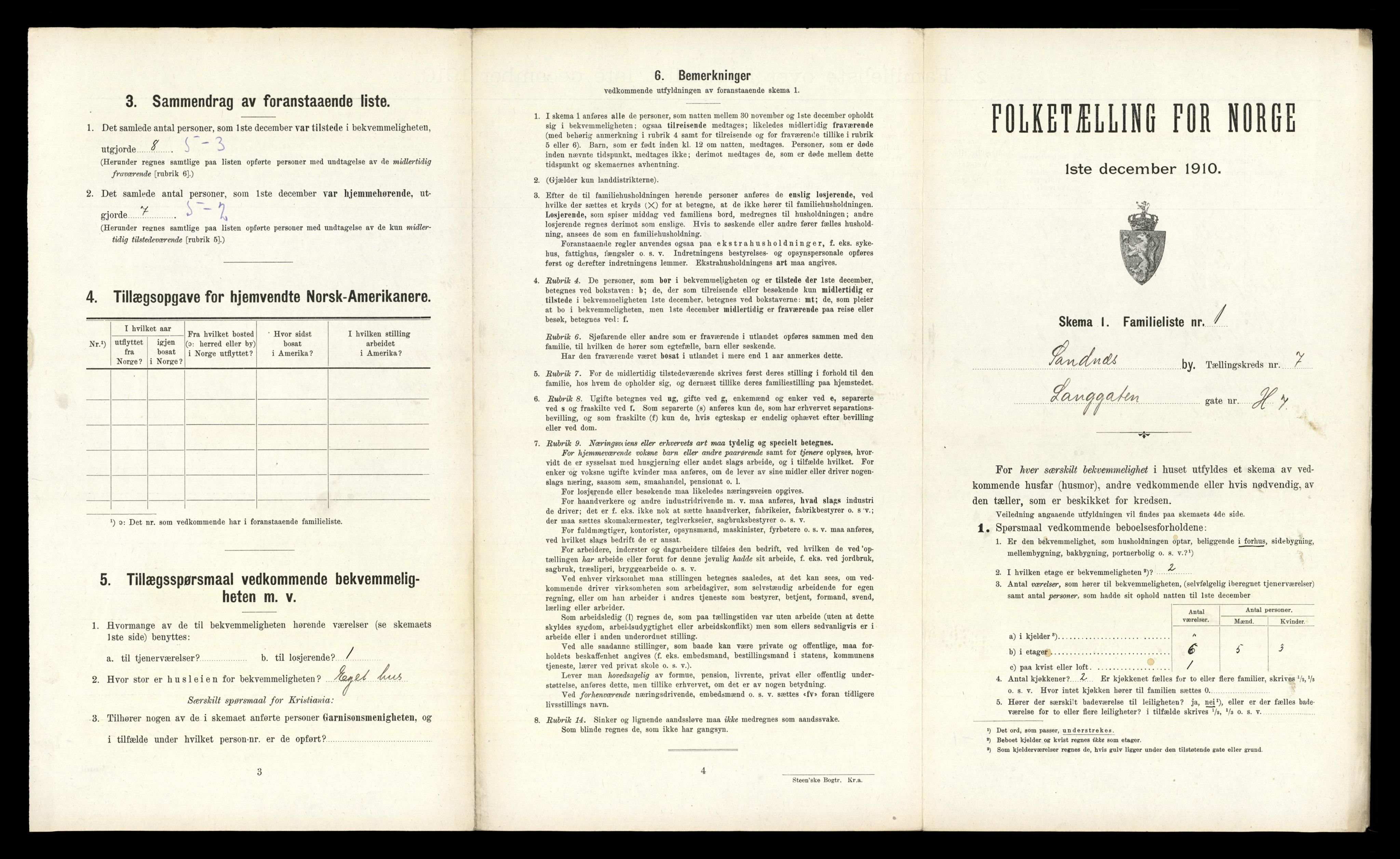 RA, 1910 census for Sandnes, 1910, p. 800