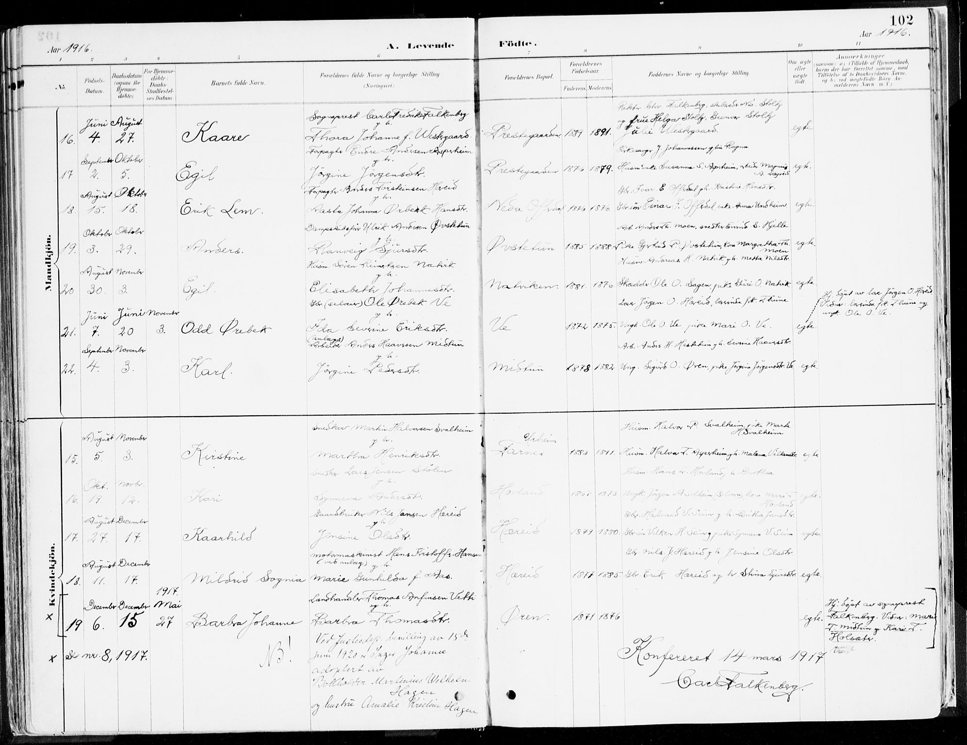 Årdal sokneprestembete, AV/SAB-A-81701: Parish register (official) no. A 5, 1887-1917, p. 102