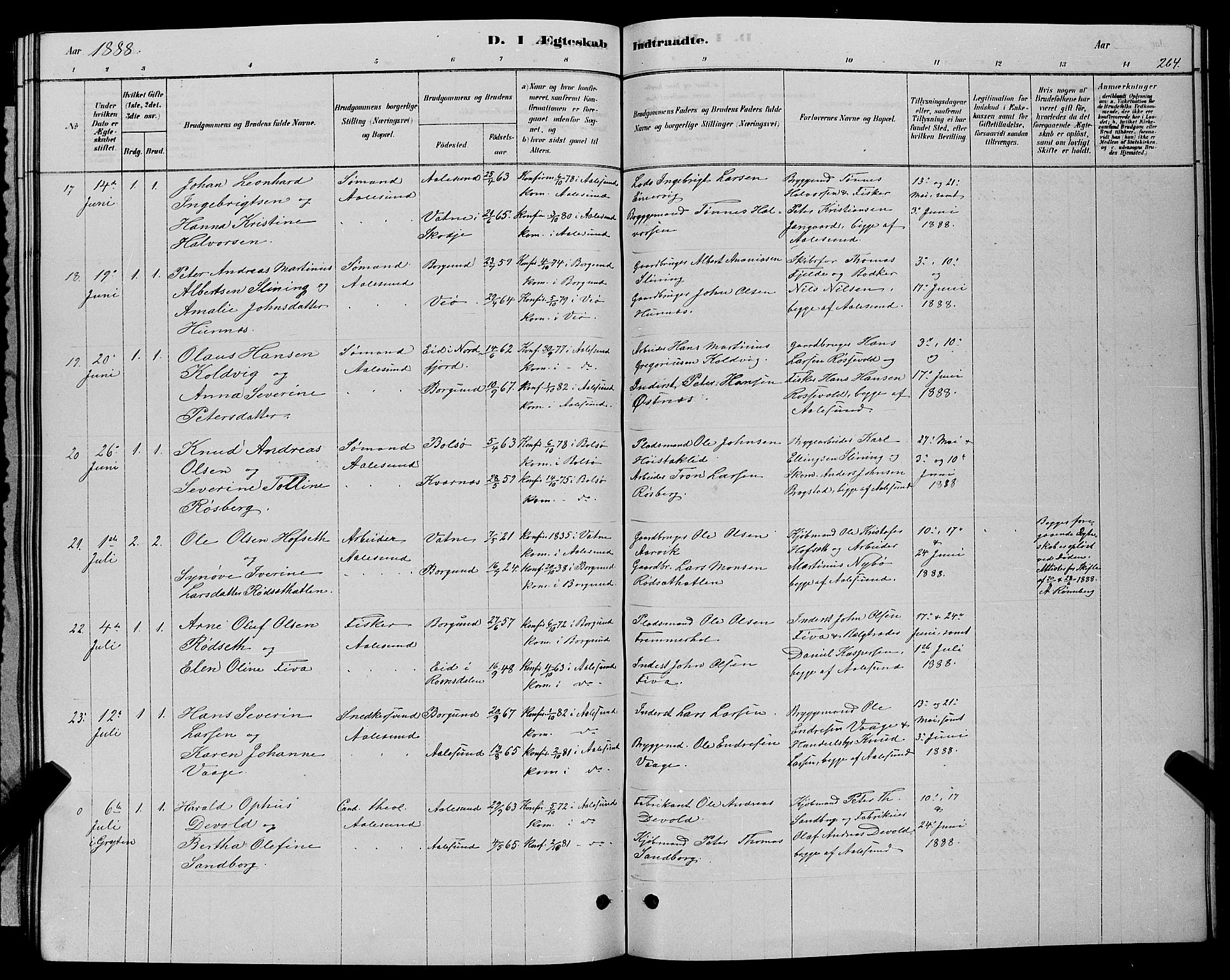 Ministerialprotokoller, klokkerbøker og fødselsregistre - Møre og Romsdal, AV/SAT-A-1454/529/L0466: Parish register (copy) no. 529C03, 1878-1888, p. 264