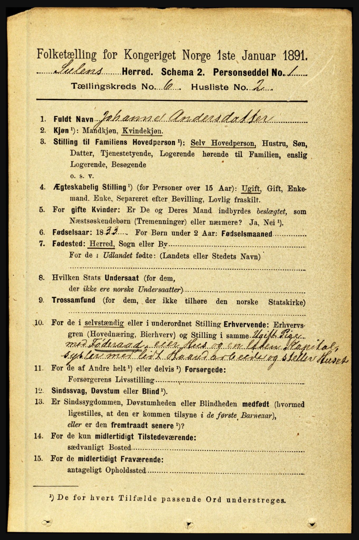 RA, 1891 census for 1412 Solund, 1891, p. 2025