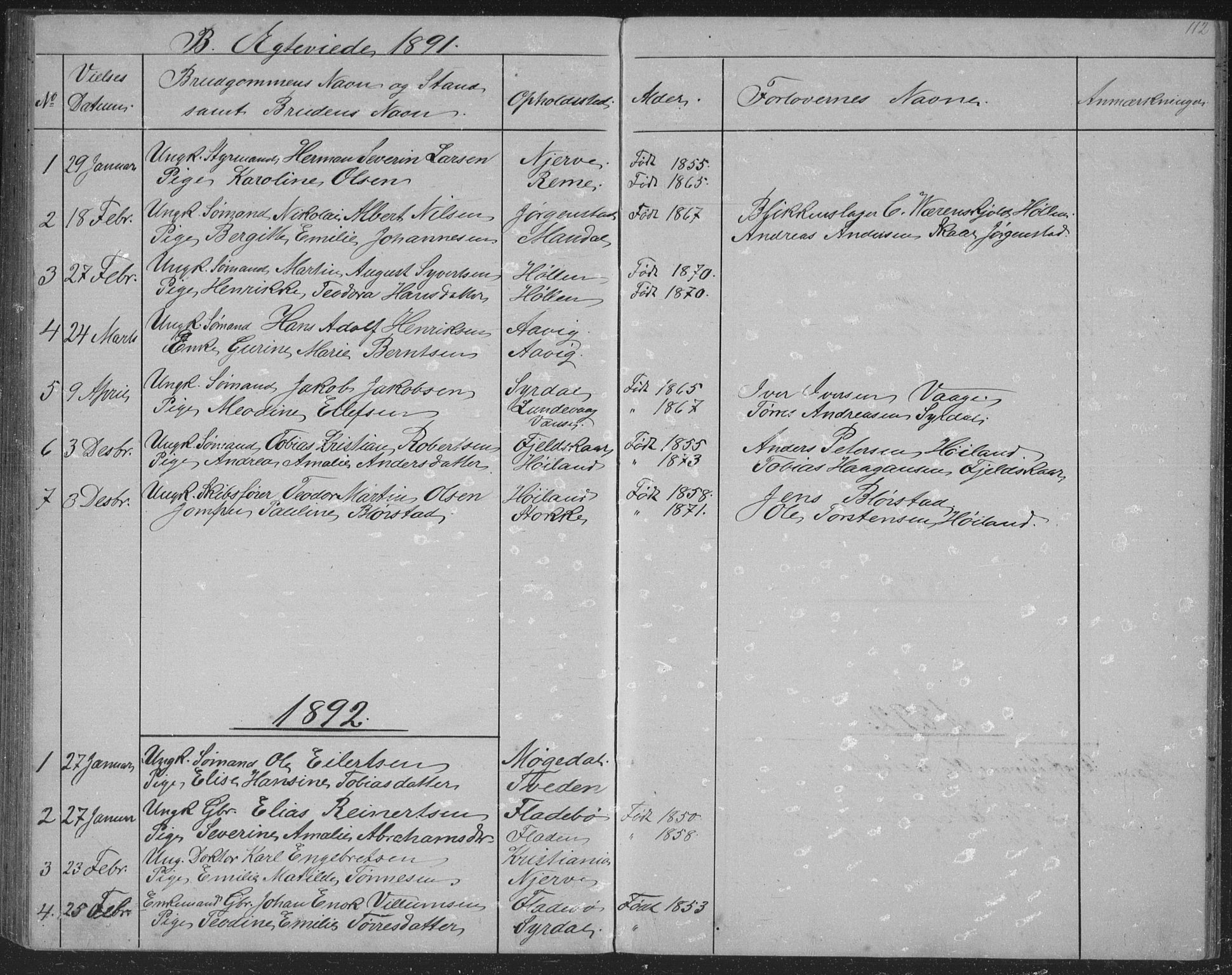 Sør-Audnedal sokneprestkontor, SAK/1111-0039/F/Fb/Fba/L0003: Parish register (copy) no. B 3, 1879-1893, p. 112