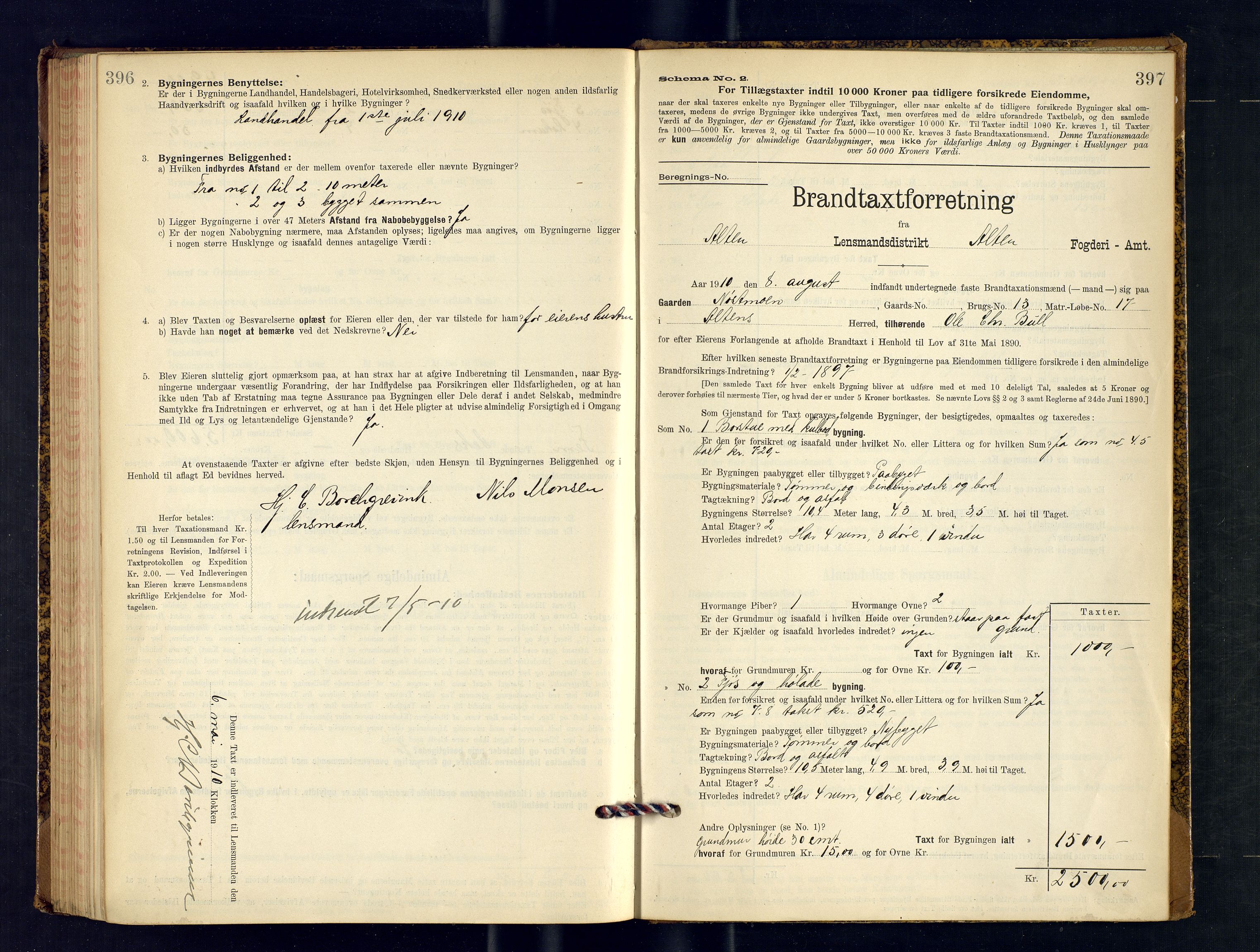 Alta lensmannskontor, AV/SATØ-S-1165/O/Ob/L0169: Branntakstprotokoll, 1901-1910, p. 396-397