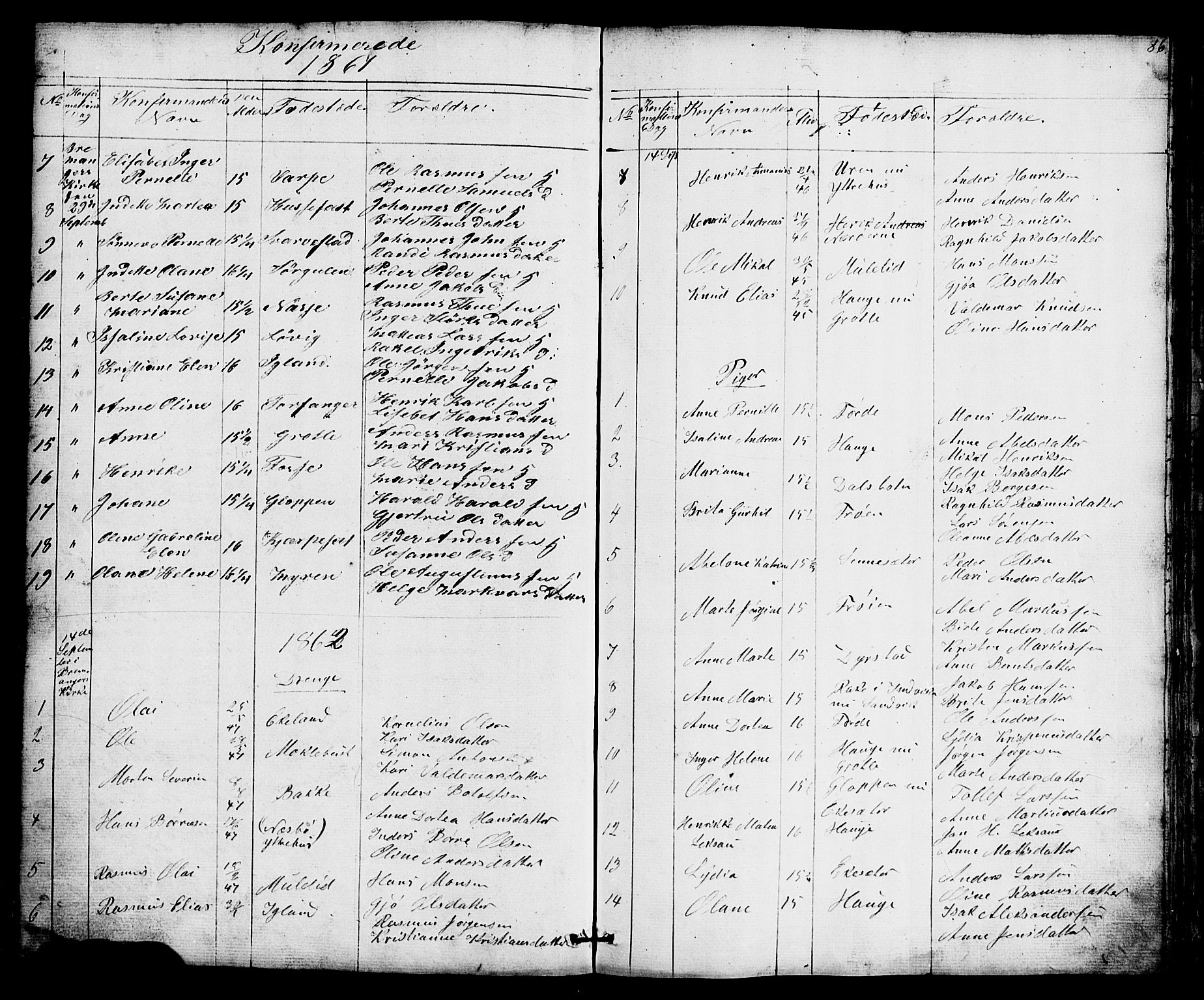 Bremanger sokneprestembete, SAB/A-82201/H/Hab/Haba/L0001: Parish register (copy) no. A 1, 1853-1865, p. 86