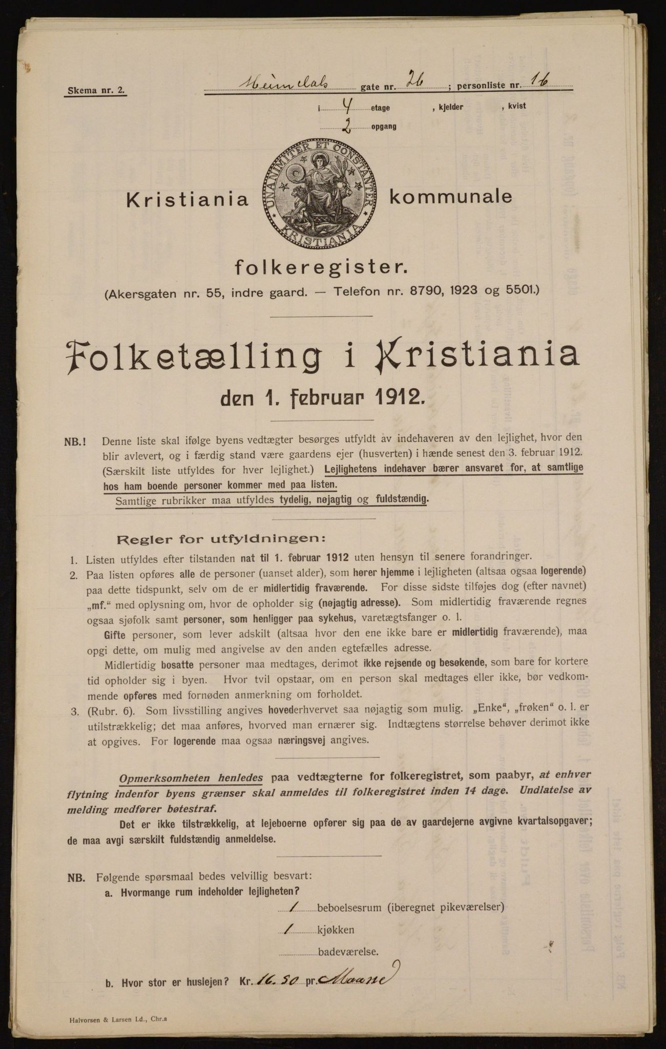 OBA, Municipal Census 1912 for Kristiania, 1912, p. 37207