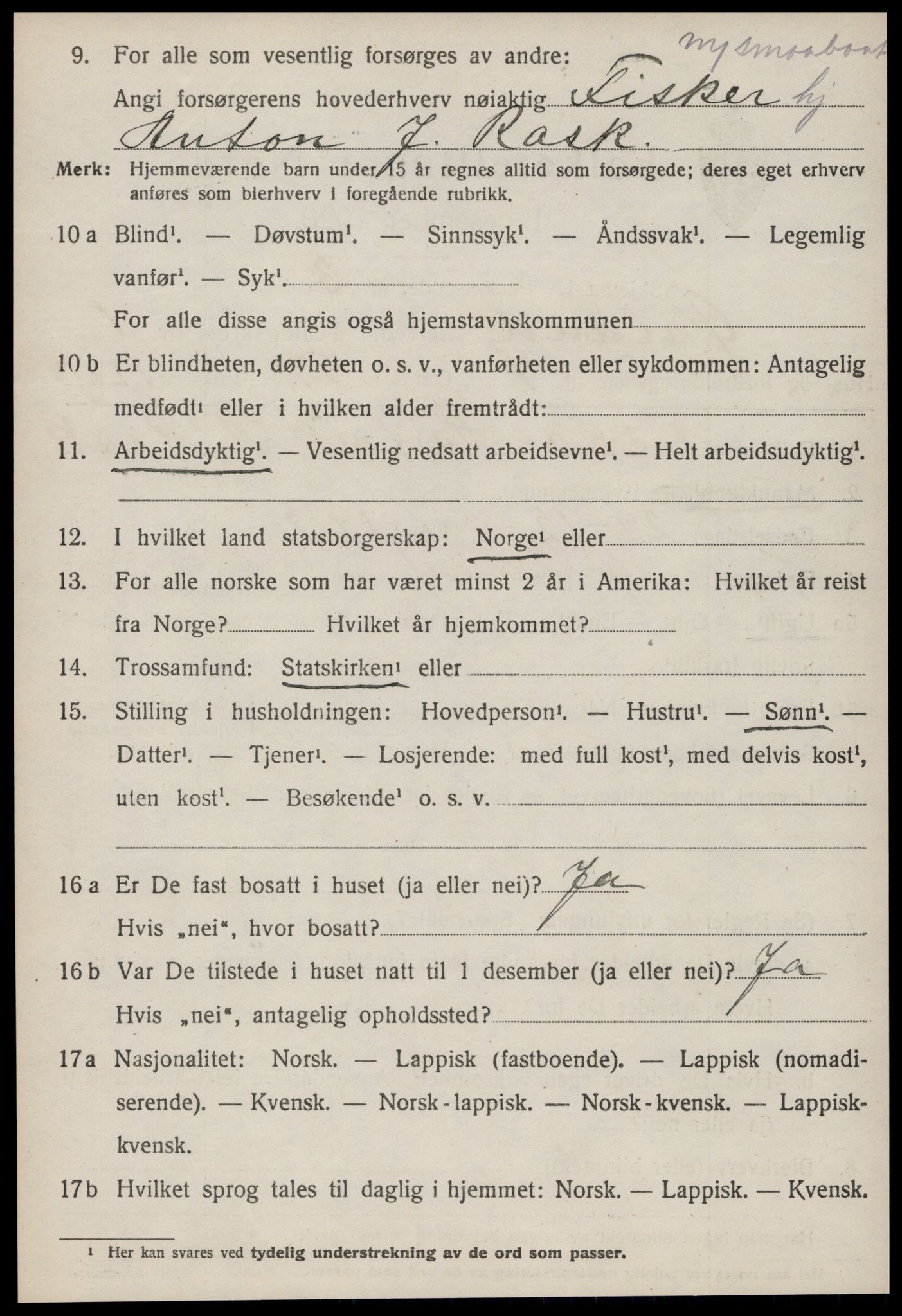 SAT, 1920 census for Ørland, 1920, p. 1396