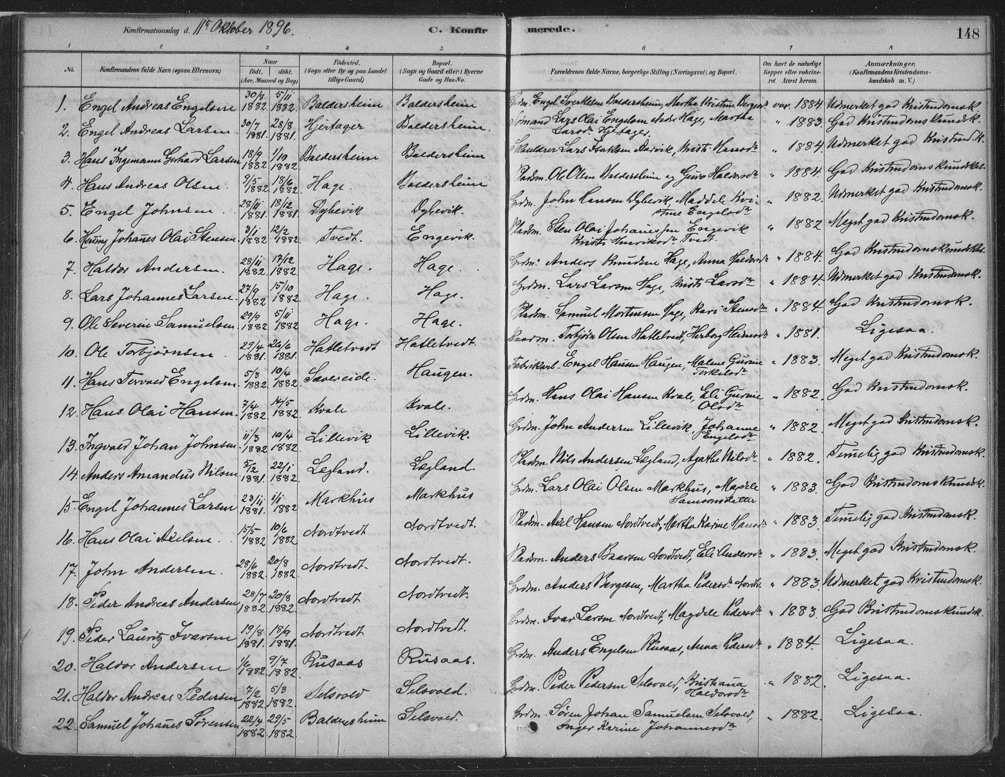 Fusa sokneprestembete, SAB/A-75401/H/Haa: Parish register (official) no. D 1, 1880-1938, p. 148