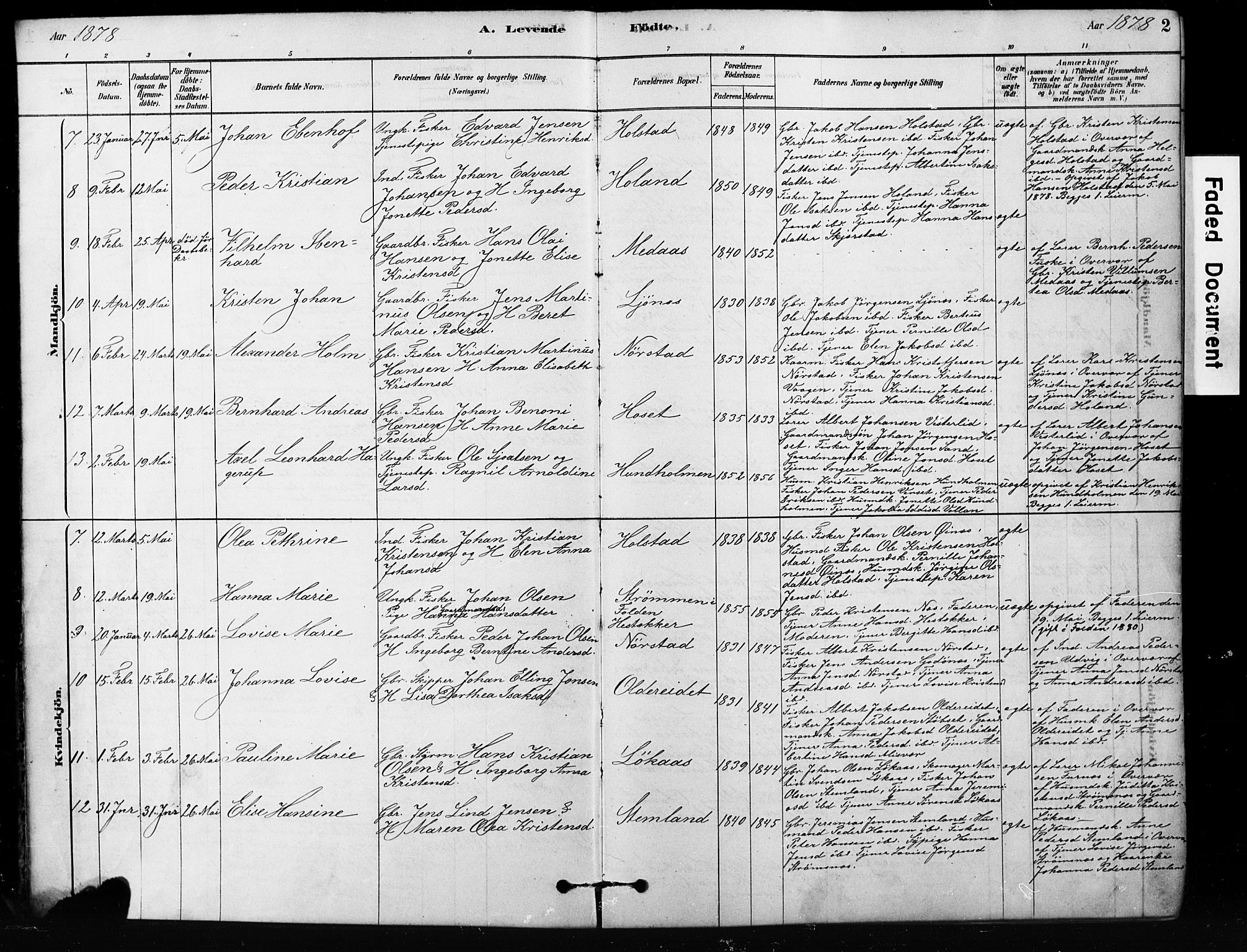 Ministerialprotokoller, klokkerbøker og fødselsregistre - Nordland, SAT/A-1459/852/L0754: Parish register (copy) no. 852C05, 1878-1894, p. 2