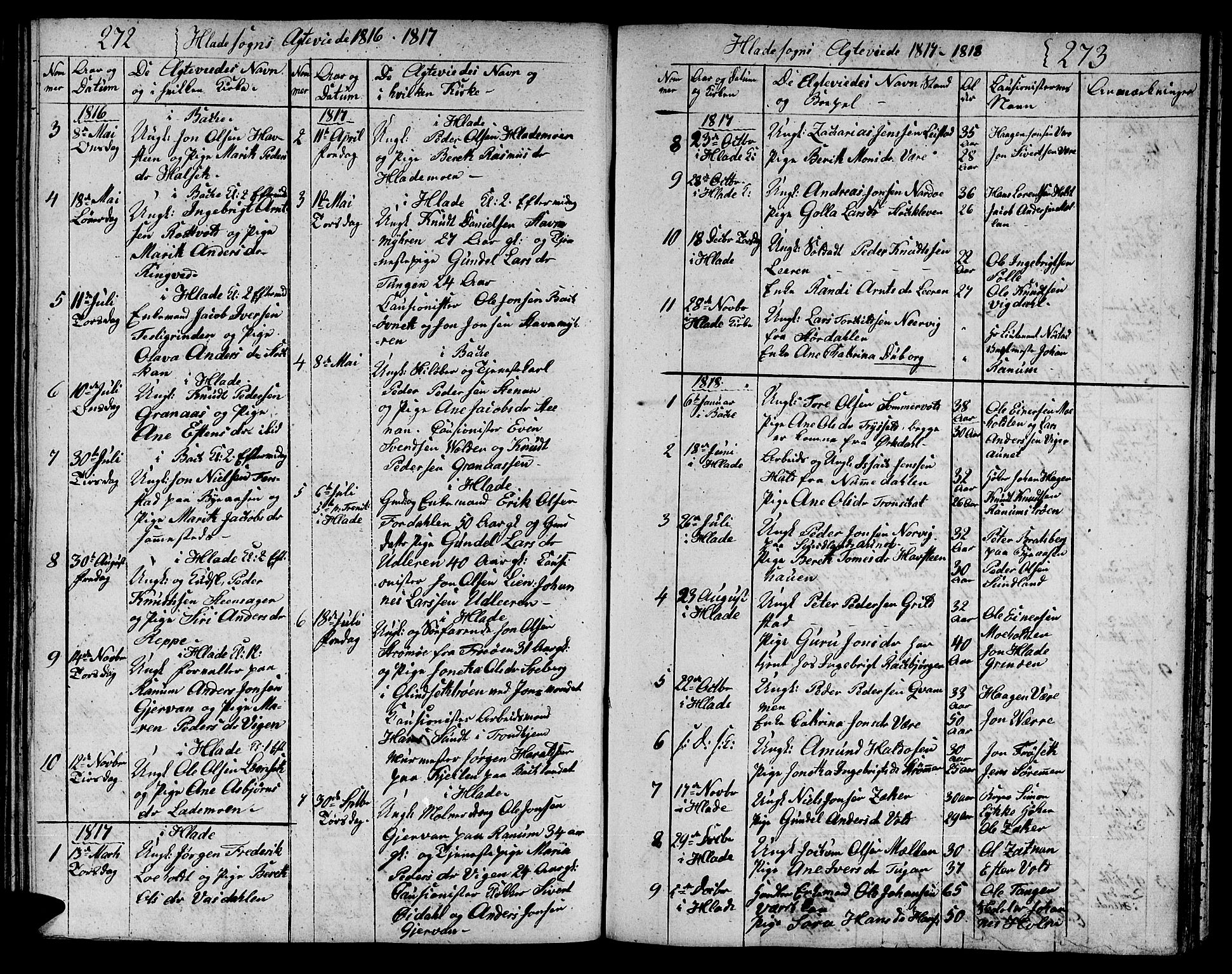 Ministerialprotokoller, klokkerbøker og fødselsregistre - Sør-Trøndelag, SAT/A-1456/606/L0306: Parish register (copy) no. 606C02, 1797-1829, p. 272-273
