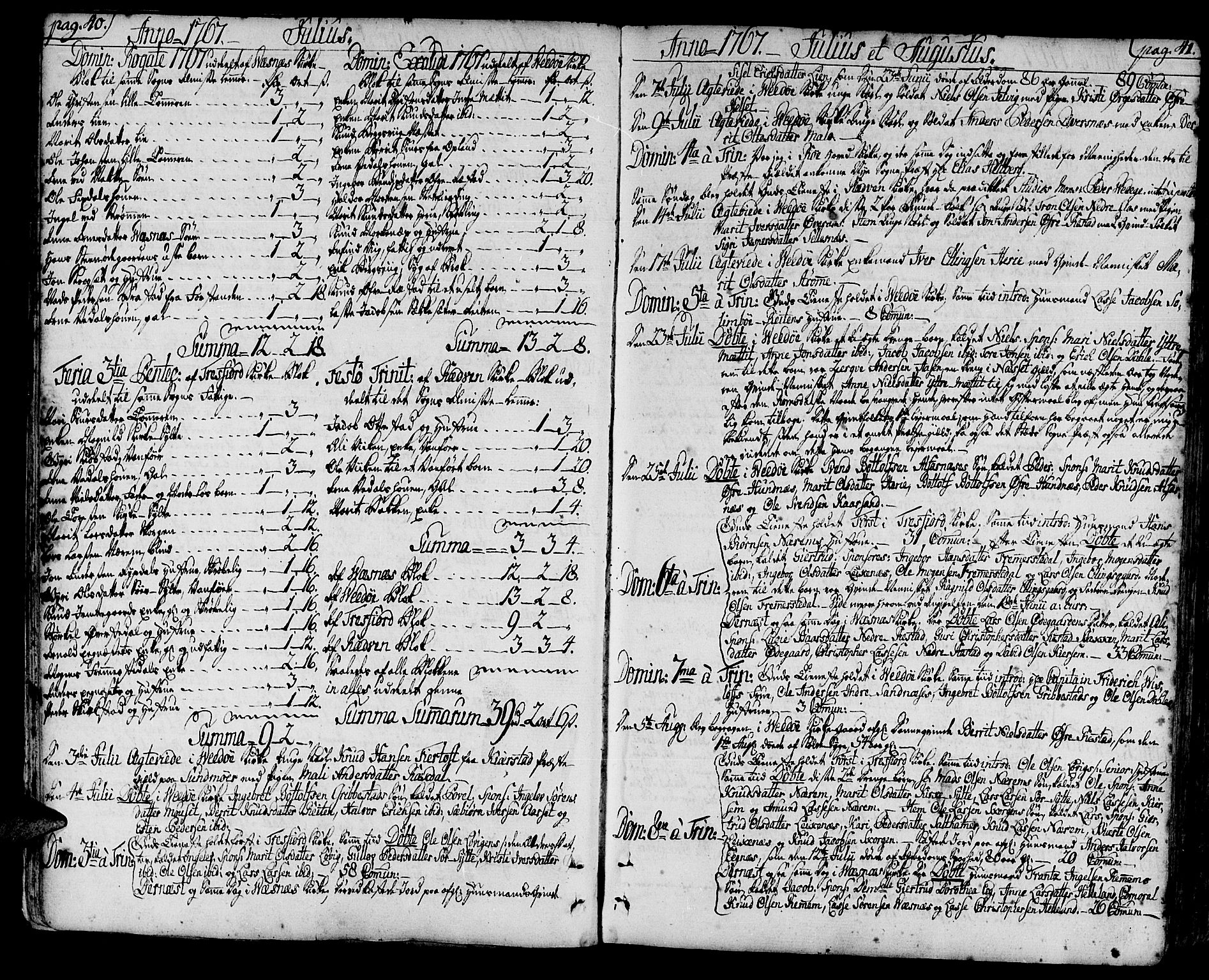 Ministerialprotokoller, klokkerbøker og fødselsregistre - Møre og Romsdal, AV/SAT-A-1454/547/L0600: Parish register (official) no. 547A02, 1765-1799, p. 40-41
