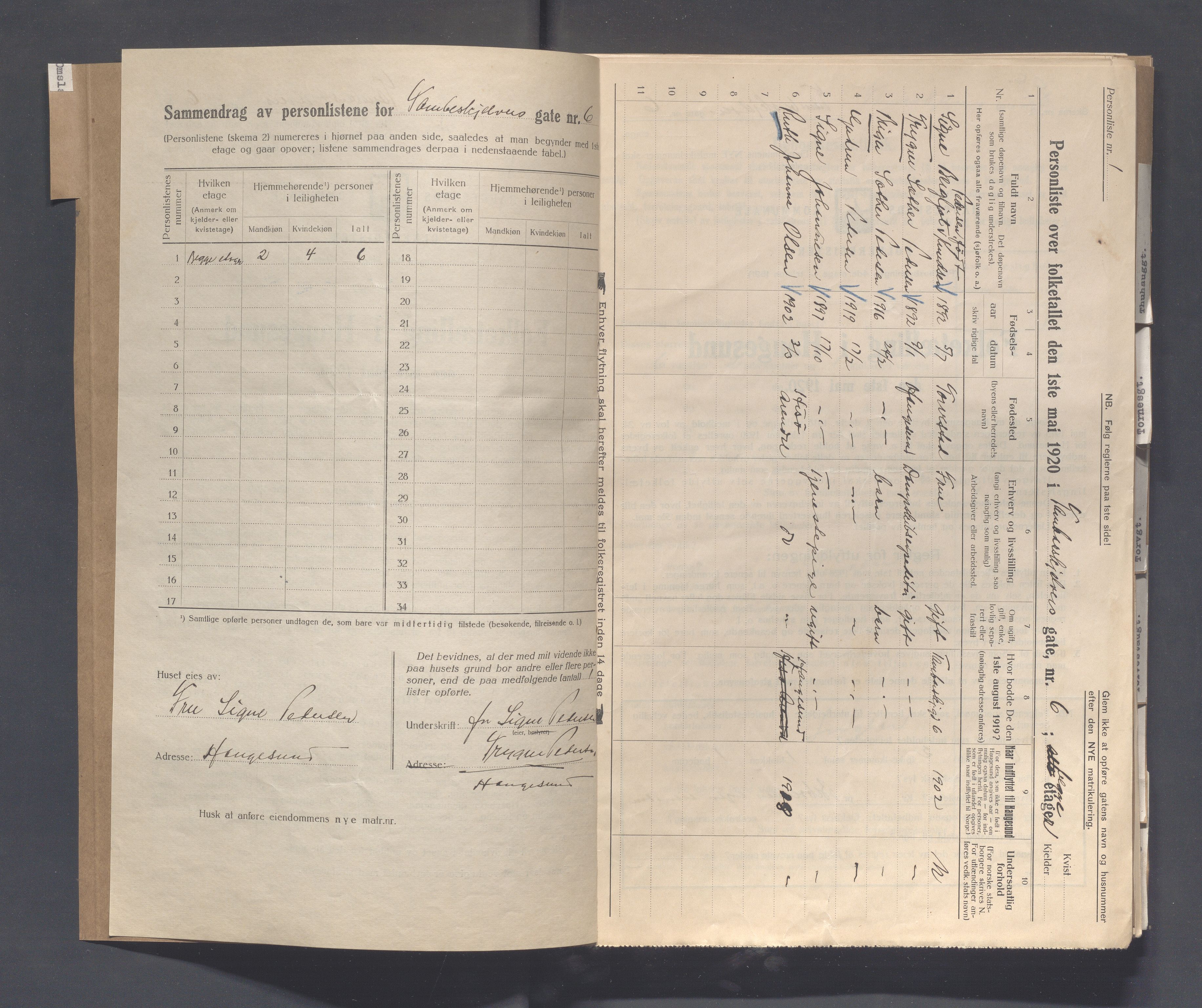 IKAR, Local census 1.5.1920 for Haugesund, 1920, p. 5159