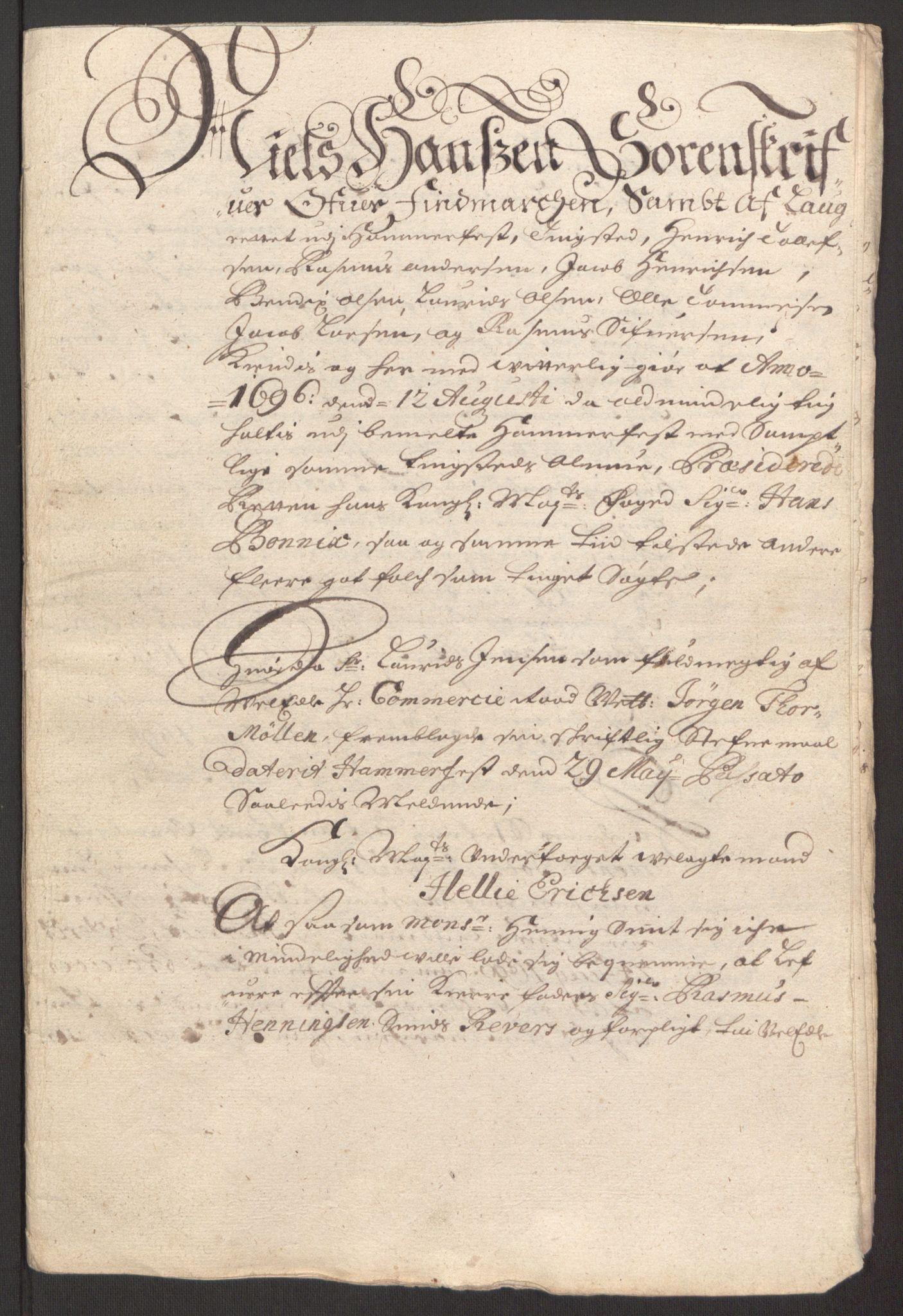 Rentekammeret inntil 1814, Reviderte regnskaper, Fogderegnskap, AV/RA-EA-4092/R69/L4851: Fogderegnskap Finnmark/Vardøhus, 1691-1700, p. 279