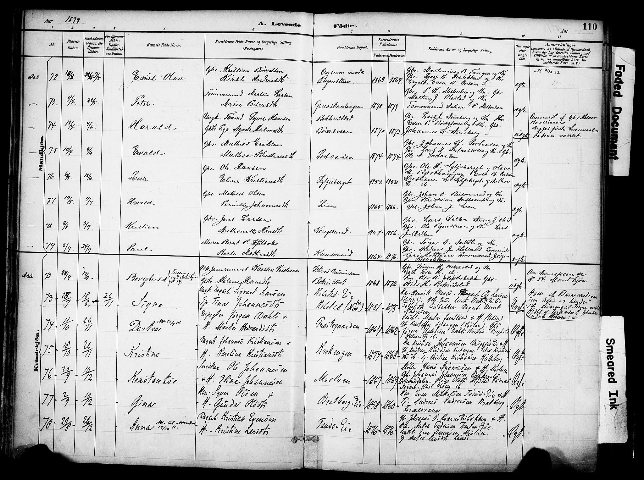 Ringsaker prestekontor, SAH/PREST-014/K/Ka/L0017: Parish register (official) no. 17, 1891-1902, p. 110