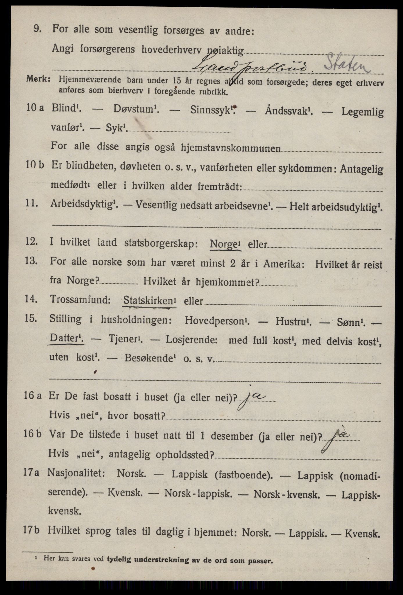 SAT, 1920 census for Hølonda, 1920, p. 1166