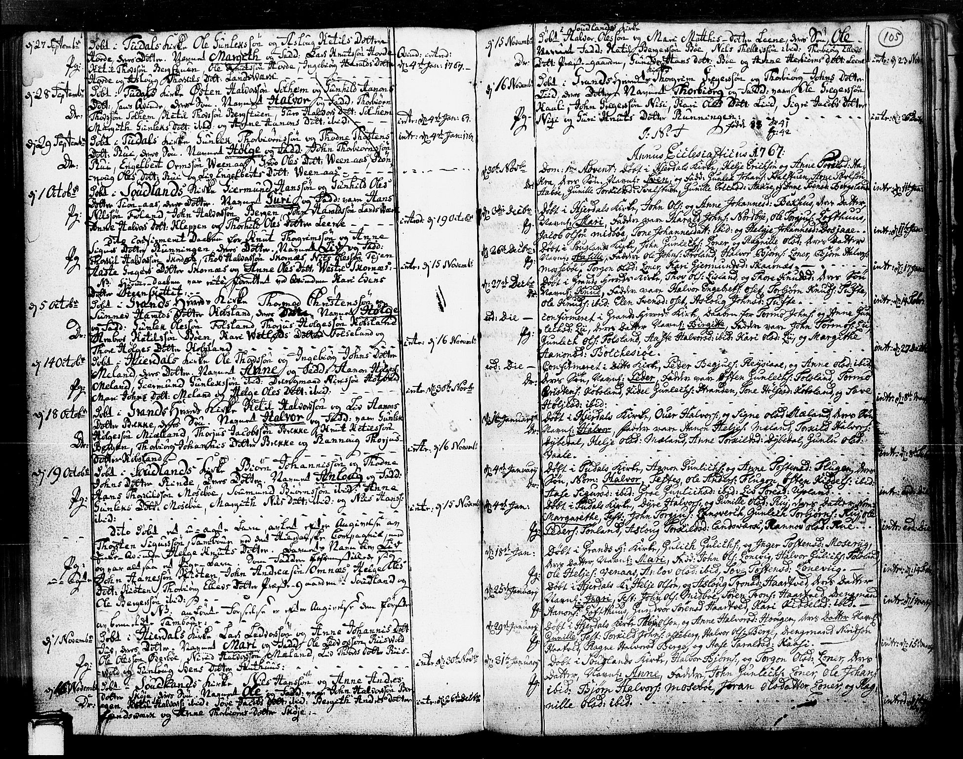 Hjartdal kirkebøker, SAKO/A-270/F/Fa/L0003: Parish register (official) no. I 3, 1727-1775, p. 105