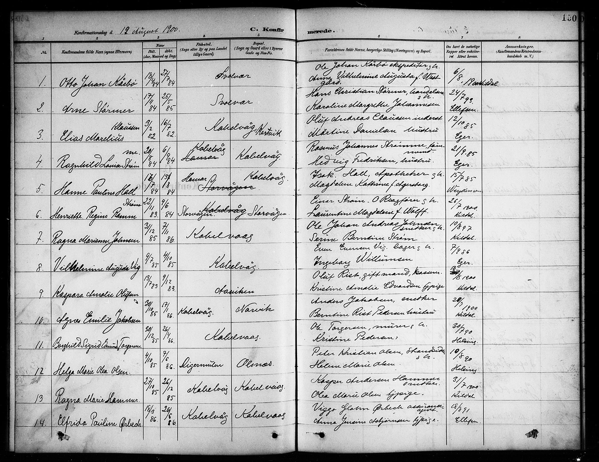 Ministerialprotokoller, klokkerbøker og fødselsregistre - Nordland, SAT/A-1459/874/L1078: Parish register (copy) no. 874C07, 1900-1907, p. 150
