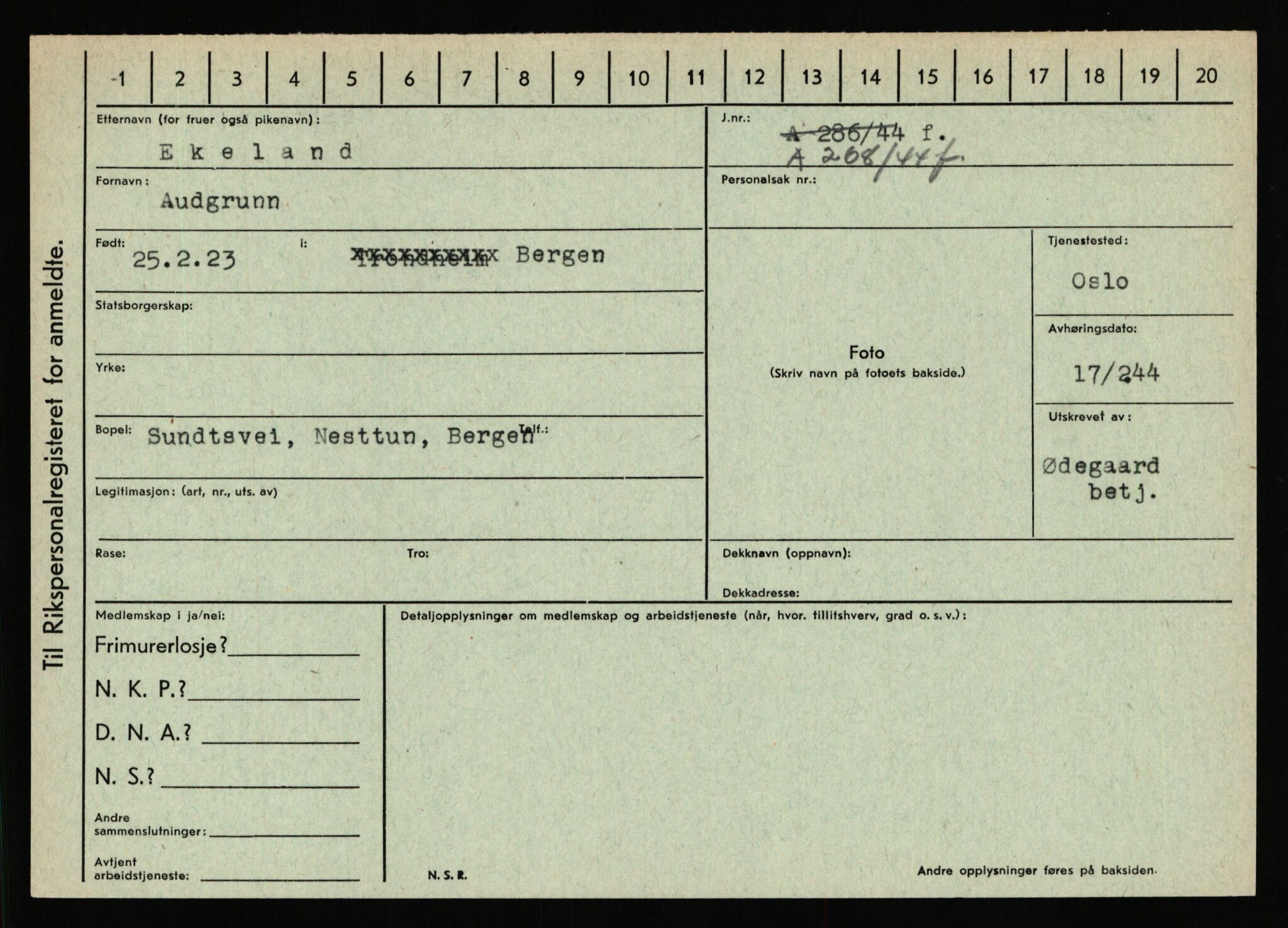 Statspolitiet - Hovedkontoret / Osloavdelingen, AV/RA-S-1329/C/Ca/L0004: Eid - funn av gjenstander	, 1943-1945, p. 383