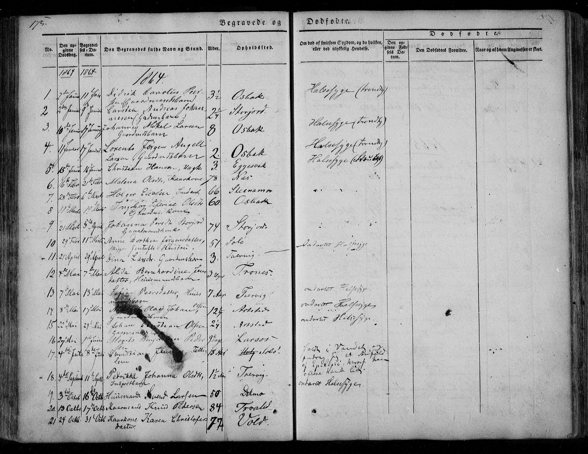 Ministerialprotokoller, klokkerbøker og fødselsregistre - Nordland, AV/SAT-A-1459/846/L0644: Parish register (official) no. 846A02, 1837-1872, p. 175