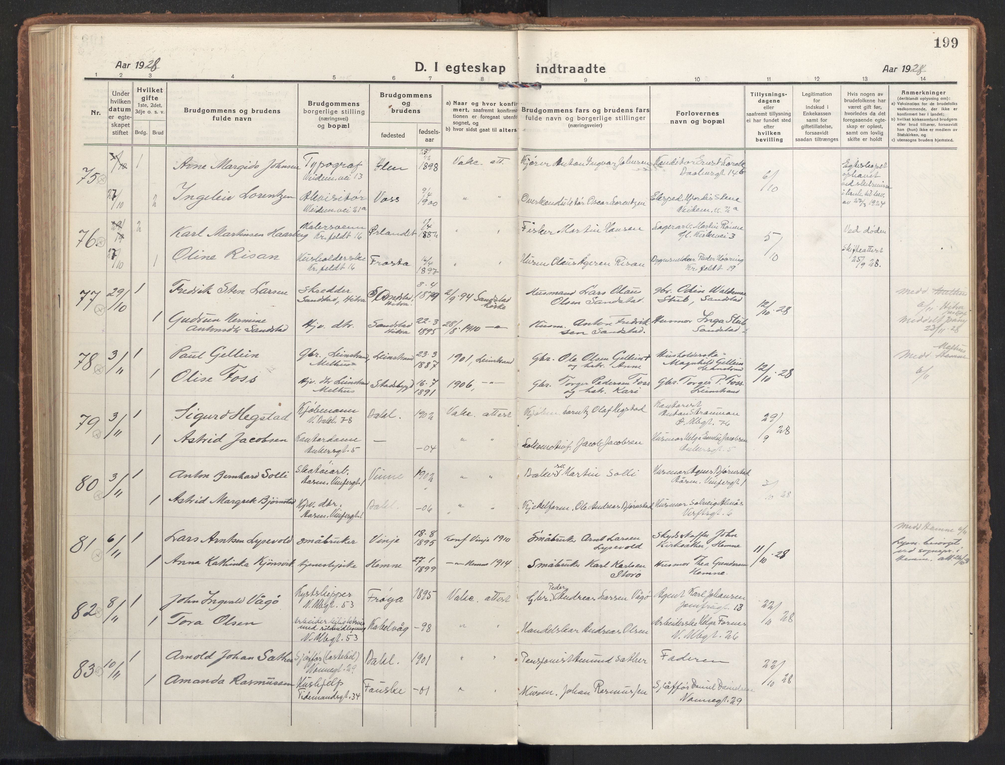 Ministerialprotokoller, klokkerbøker og fødselsregistre - Sør-Trøndelag, AV/SAT-A-1456/604/L0206: Parish register (official) no. 604A26, 1917-1931, p. 199