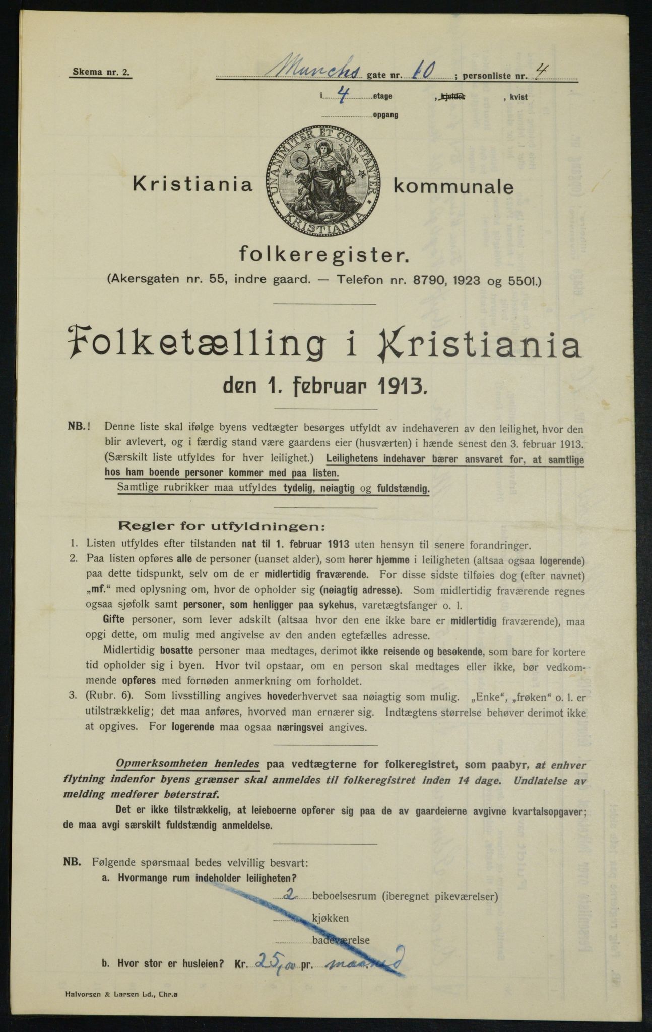 OBA, Municipal Census 1913 for Kristiania, 1913, p. 66618