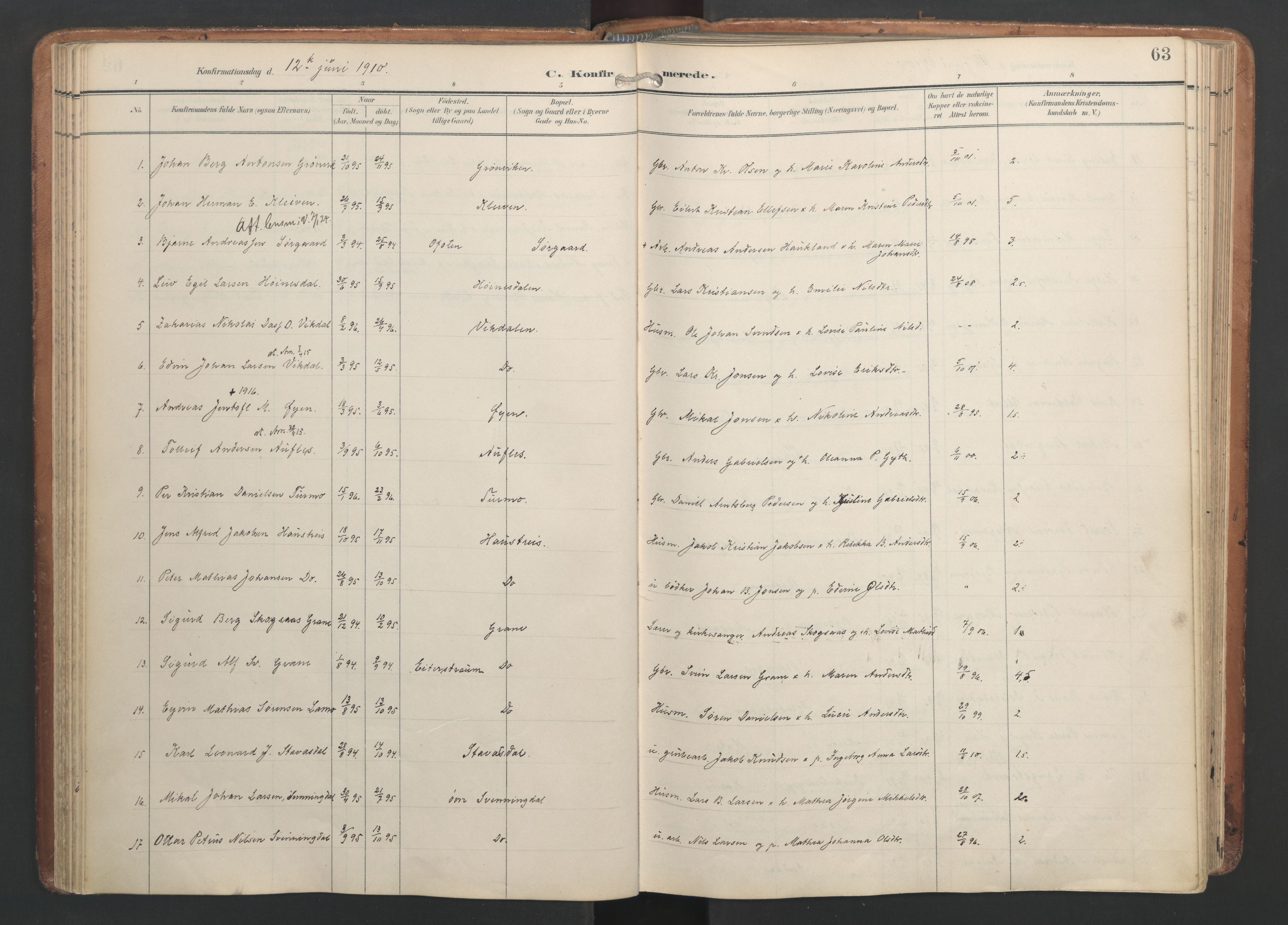 Ministerialprotokoller, klokkerbøker og fødselsregistre - Nordland, AV/SAT-A-1459/820/L0298: Parish register (official) no. 820A19, 1897-1915, p. 63